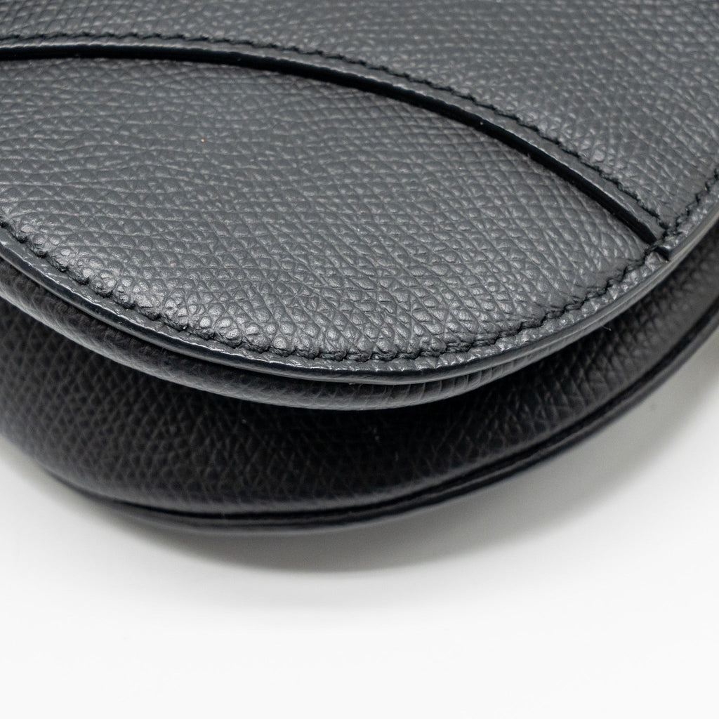 DIOR MINI SADDLE GRAINED CALFSKIN BLACK GHW