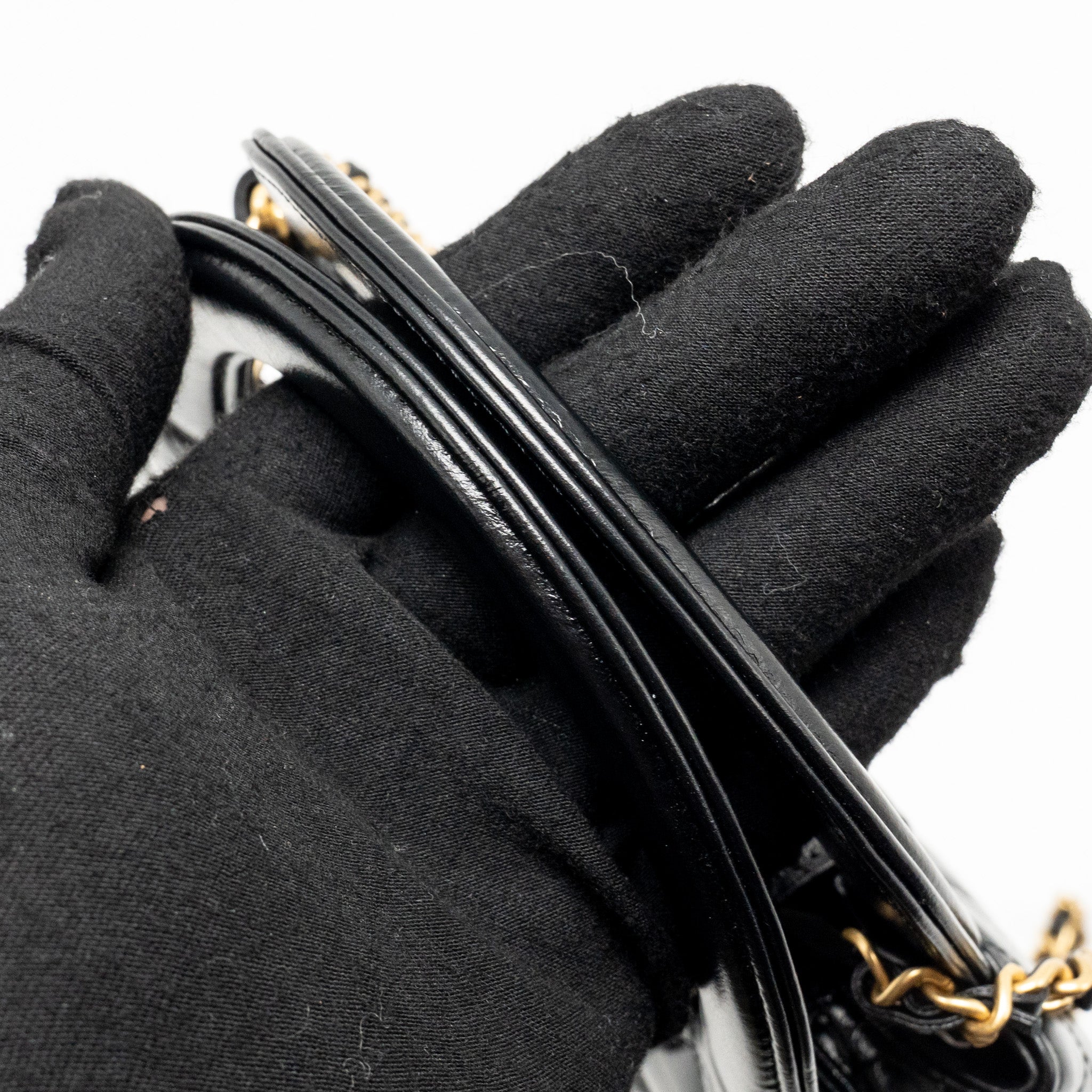 CHANEL MINI KELLY SHOPPING TOTE BAG CALFSKIN BLACK GHW (MICROCHIP)