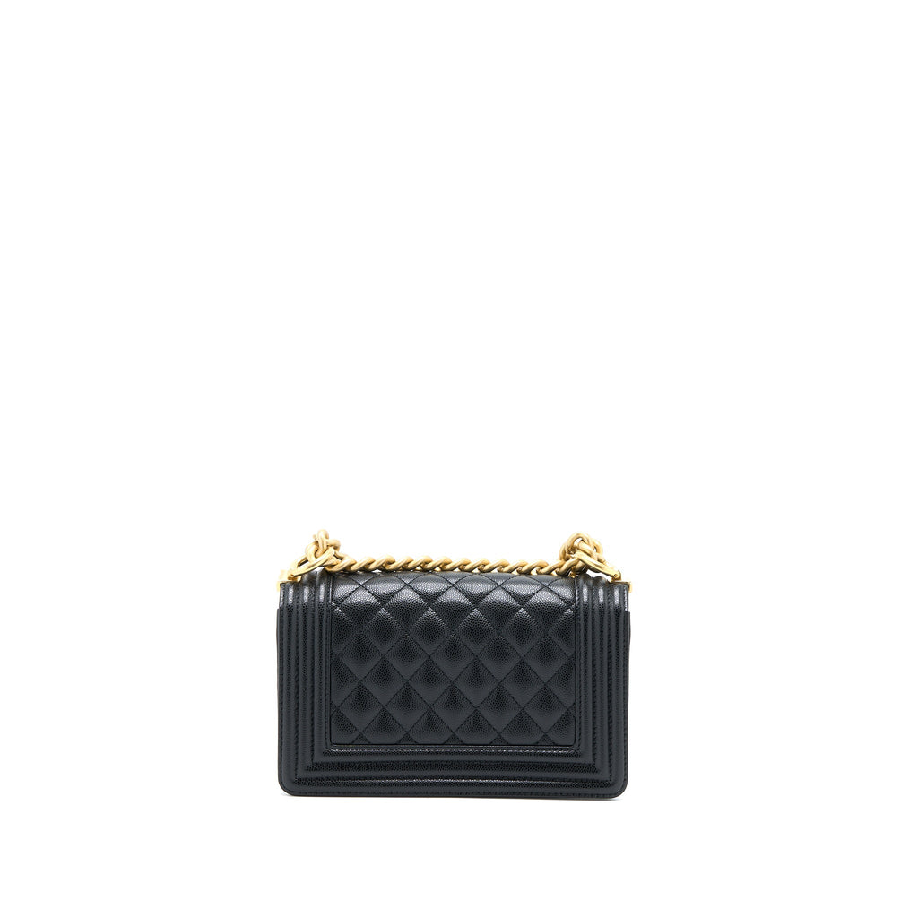 CHANEL SMALL BOY BAG CAVIAR BLACK GHW (MICROCHIP)