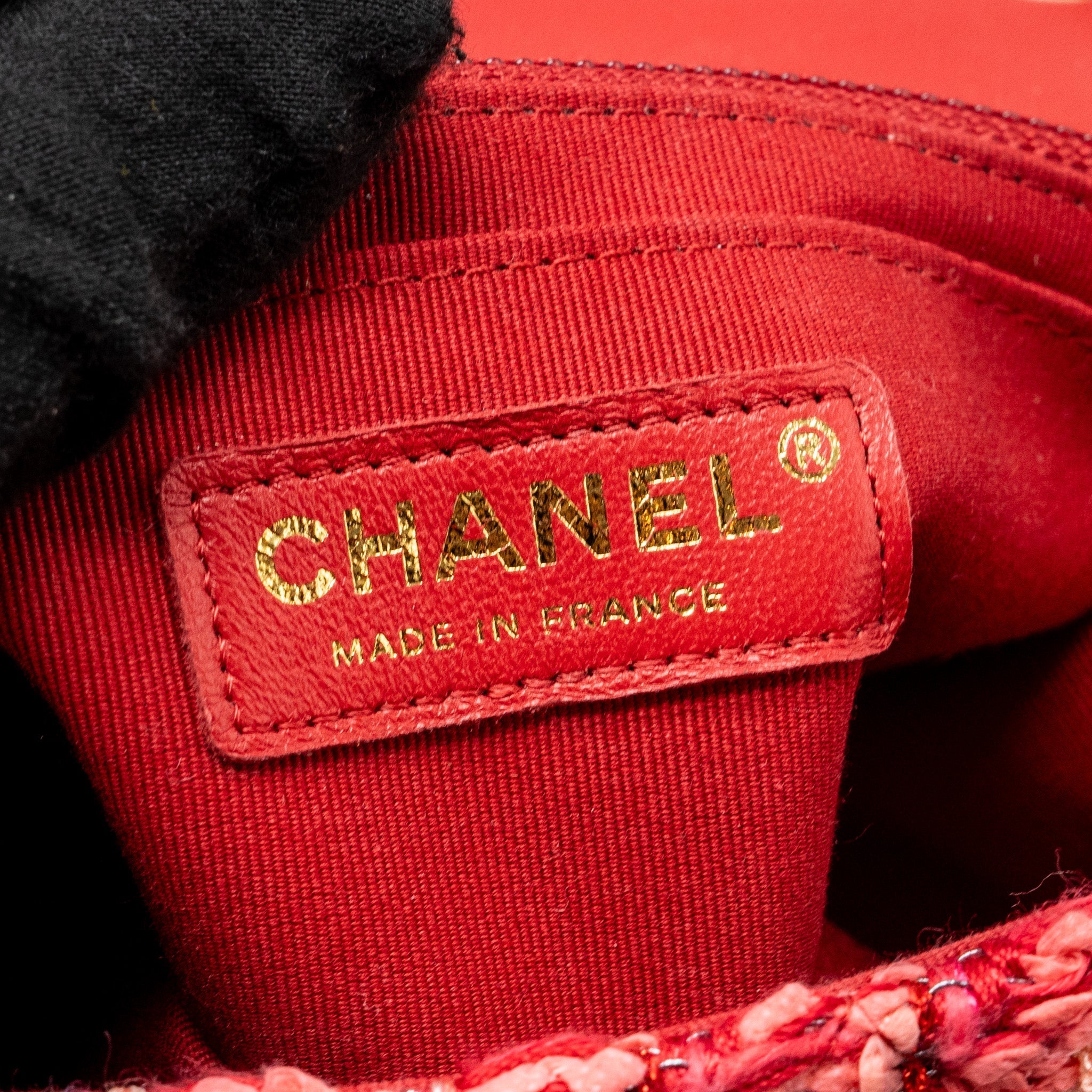 CHANEL MINI RECTANGULAR FLAP BAG TWEED MULTICOLOUR PINK LGHW (MICROCHIP)