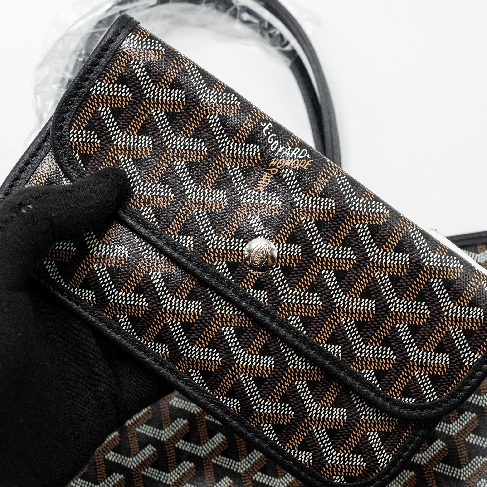 GOYARD SAINT LOUIS PM TOTE BAG GOYARDLINE CANVAS / CALFSKIN BLACK SHW