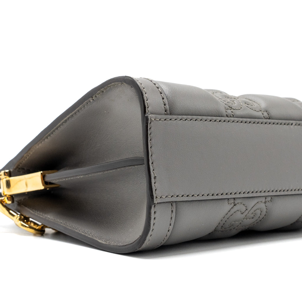 GUCCI CHAIN CROSSBODY BAG CALFSKIN GREY LGHW