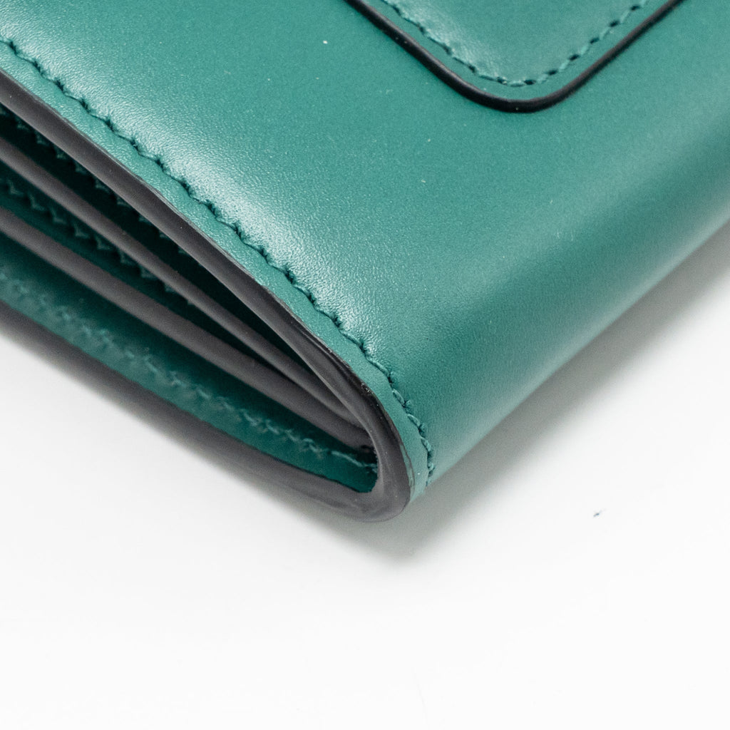 BVLGARI SERPENTI FLAP WALLET WITH CHAIN CALFSKIN GREEN LGHW