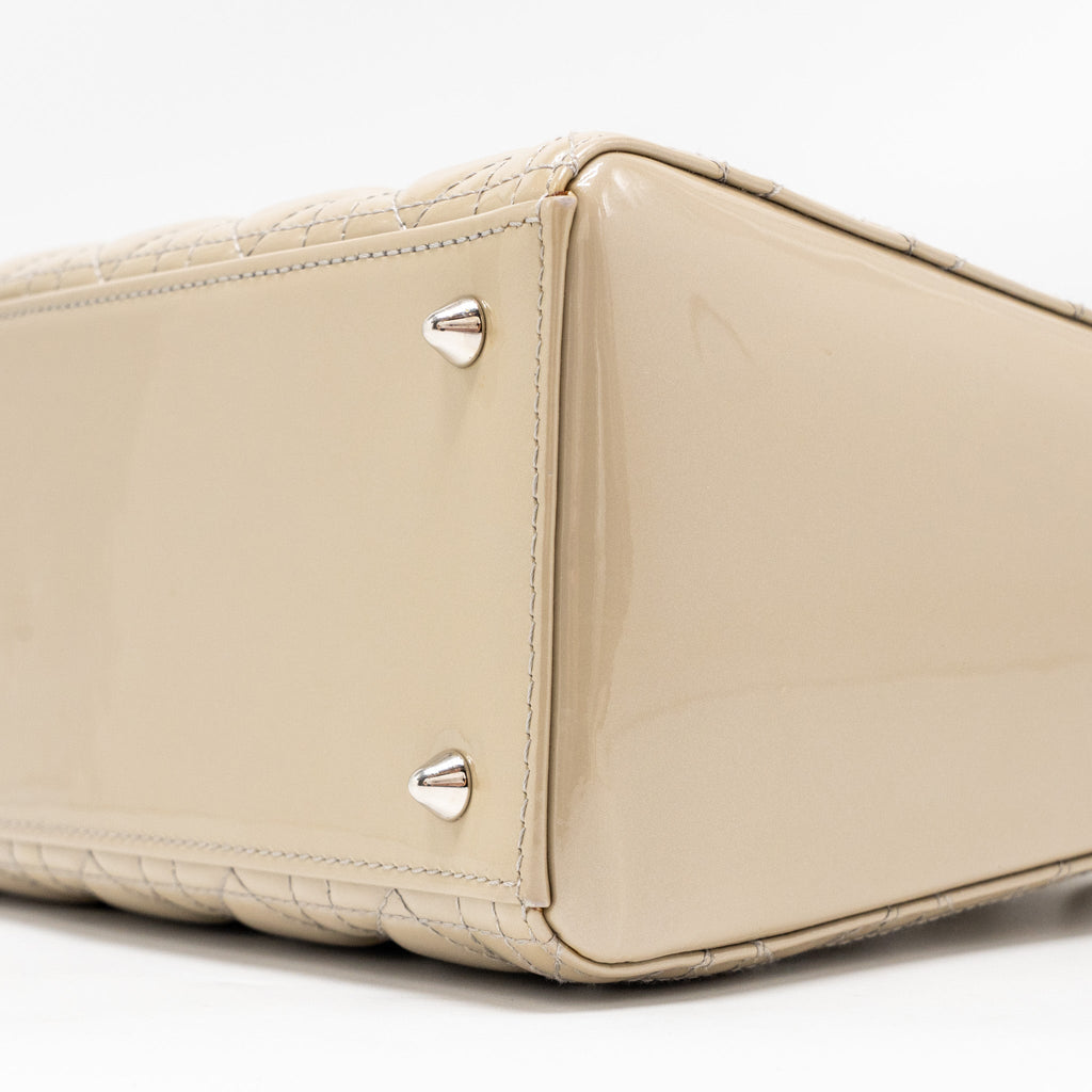 DIOR MEDIUM LADY DIOR PATENT BEIGE SHW