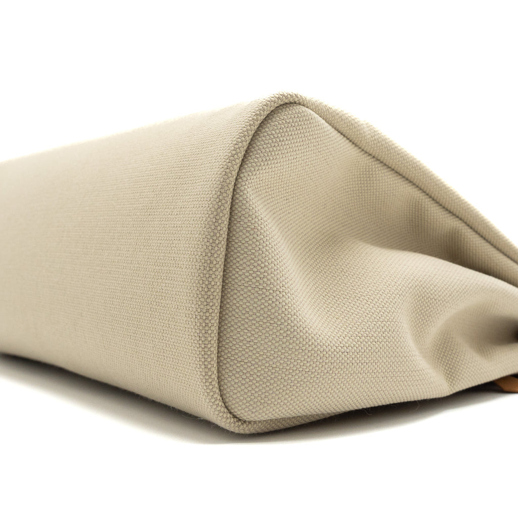 HERMES HERBAG 31 ZIP BAG CANVAS/VACHE HUNTER BETON/NATUREL SABLE SHW