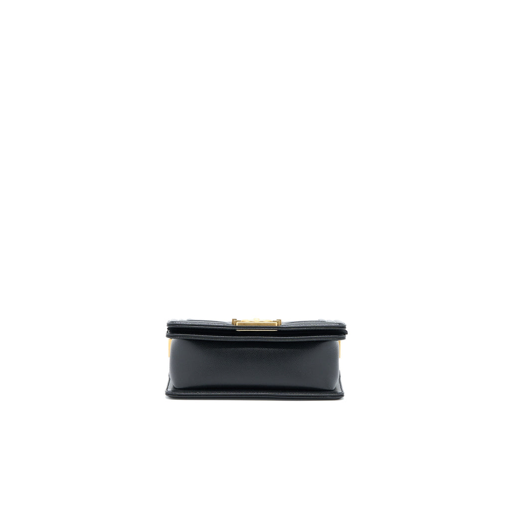 CHANEL SMALL BOY BAG CAVIAR BLACK GHW (MICROCHIP)
