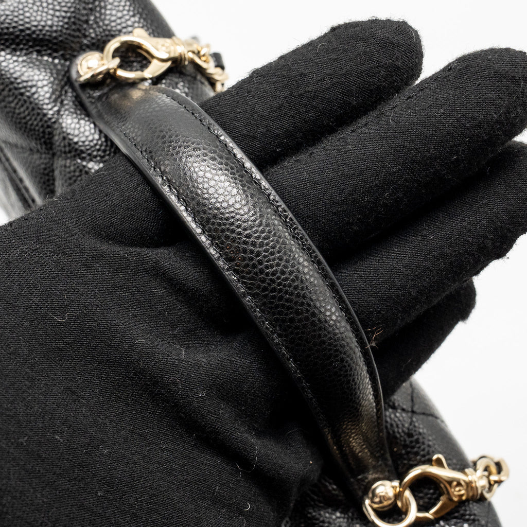 CHANEL 25P CC TOP HANDLE VANITY BAG CAVIAR BLACK LGHW(MICROCHIP)