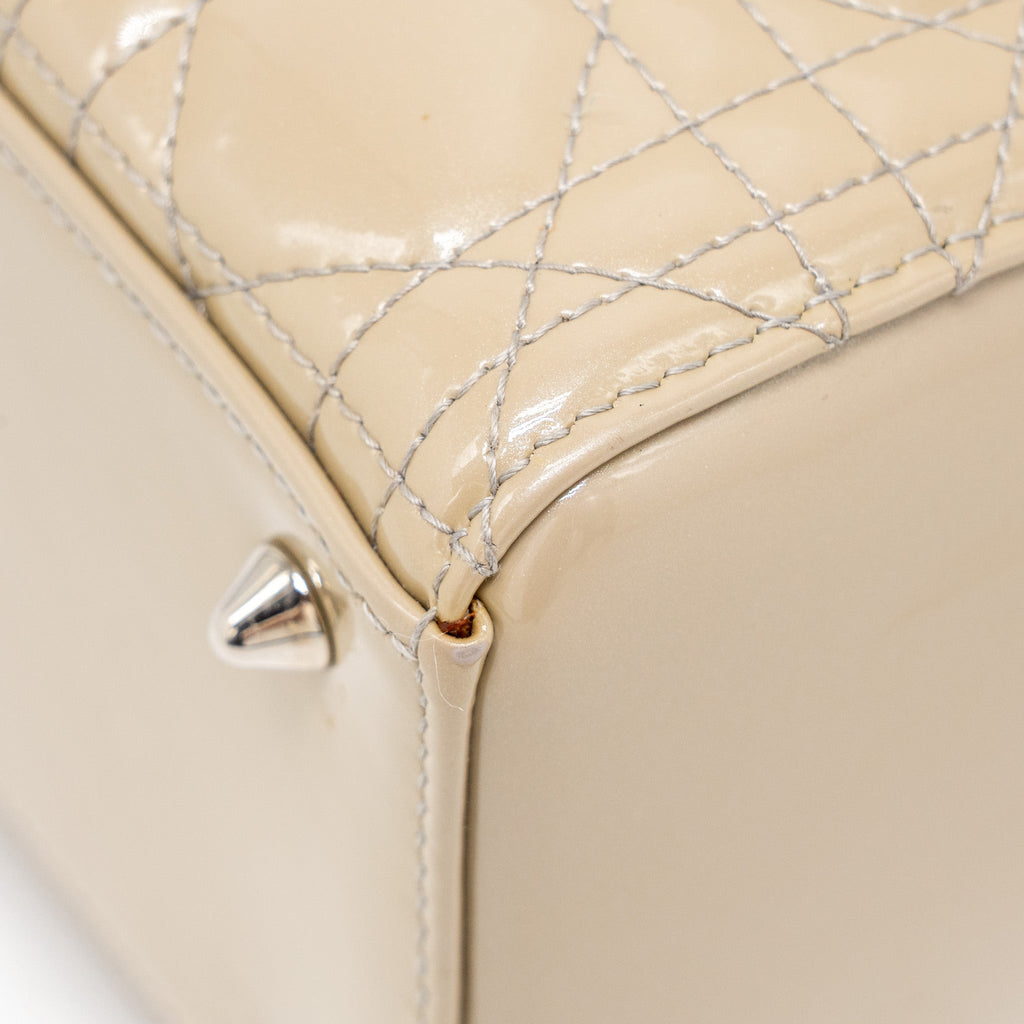 DIOR MEDIUM LADY DIOR PATENT BEIGE SHW