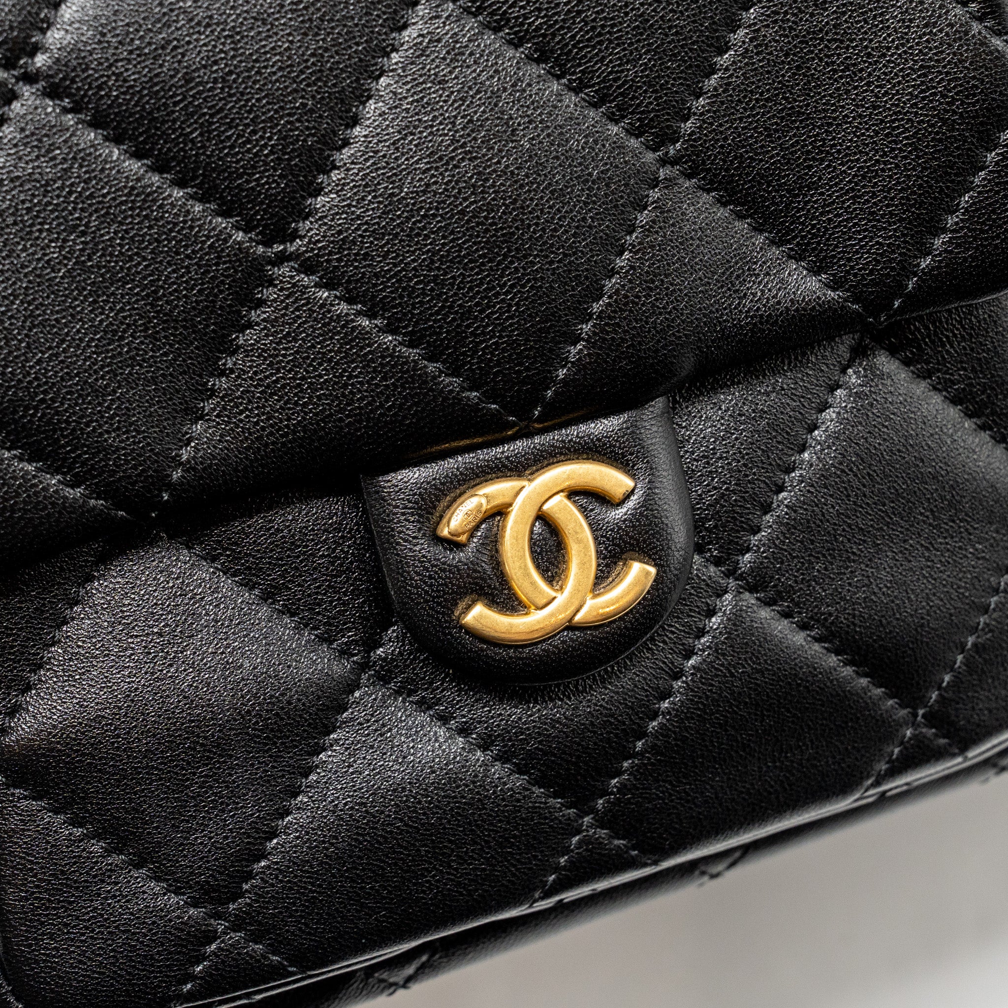CHANEL 25C MAXI HOBO BAG LAMBSKIN BLACK GHW (MICROCHIP)