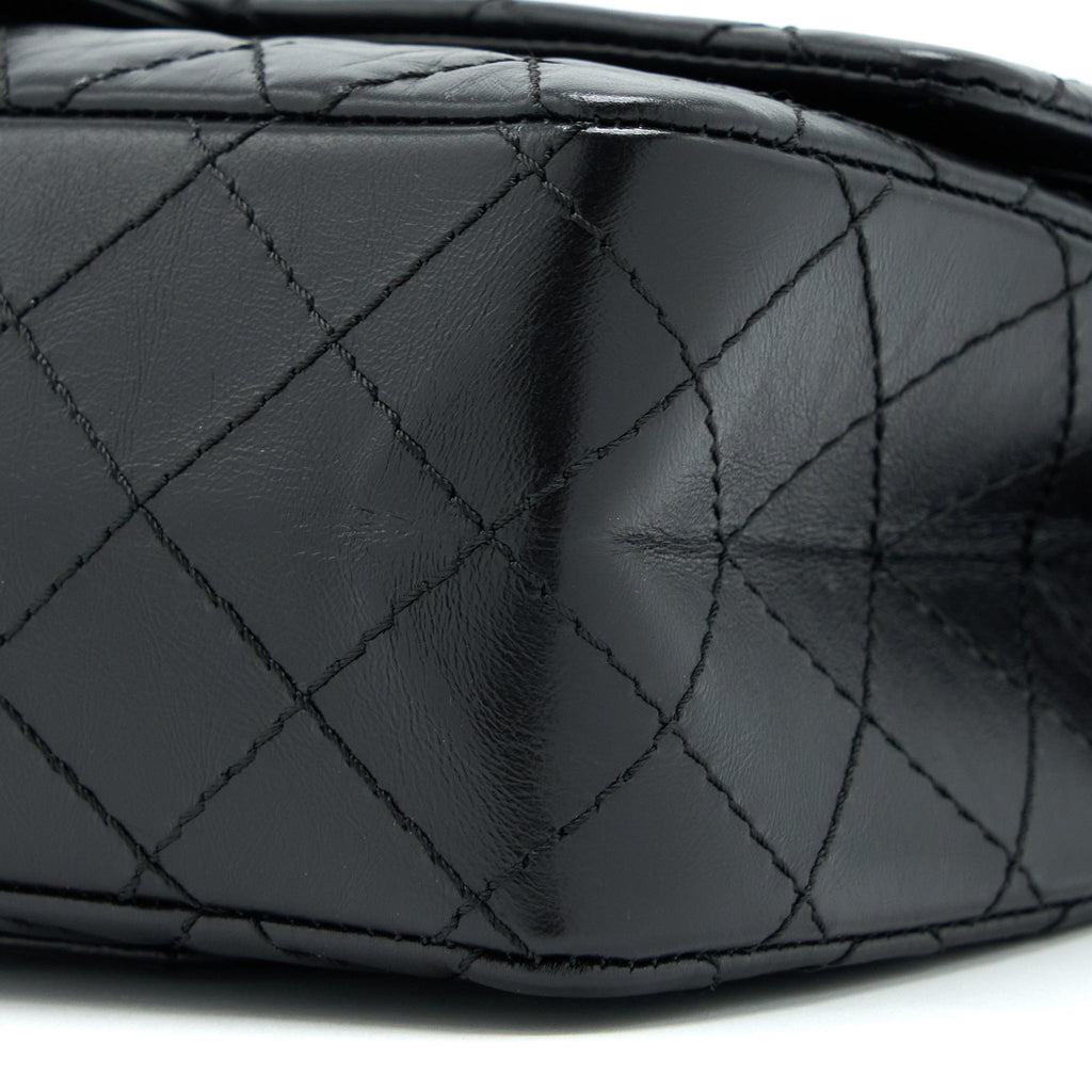 CHANEL 2.55 SMALL REISSUE FLAP BAG AGED CALFSKIN RUTHENIUM SHW (MICROCHIP)