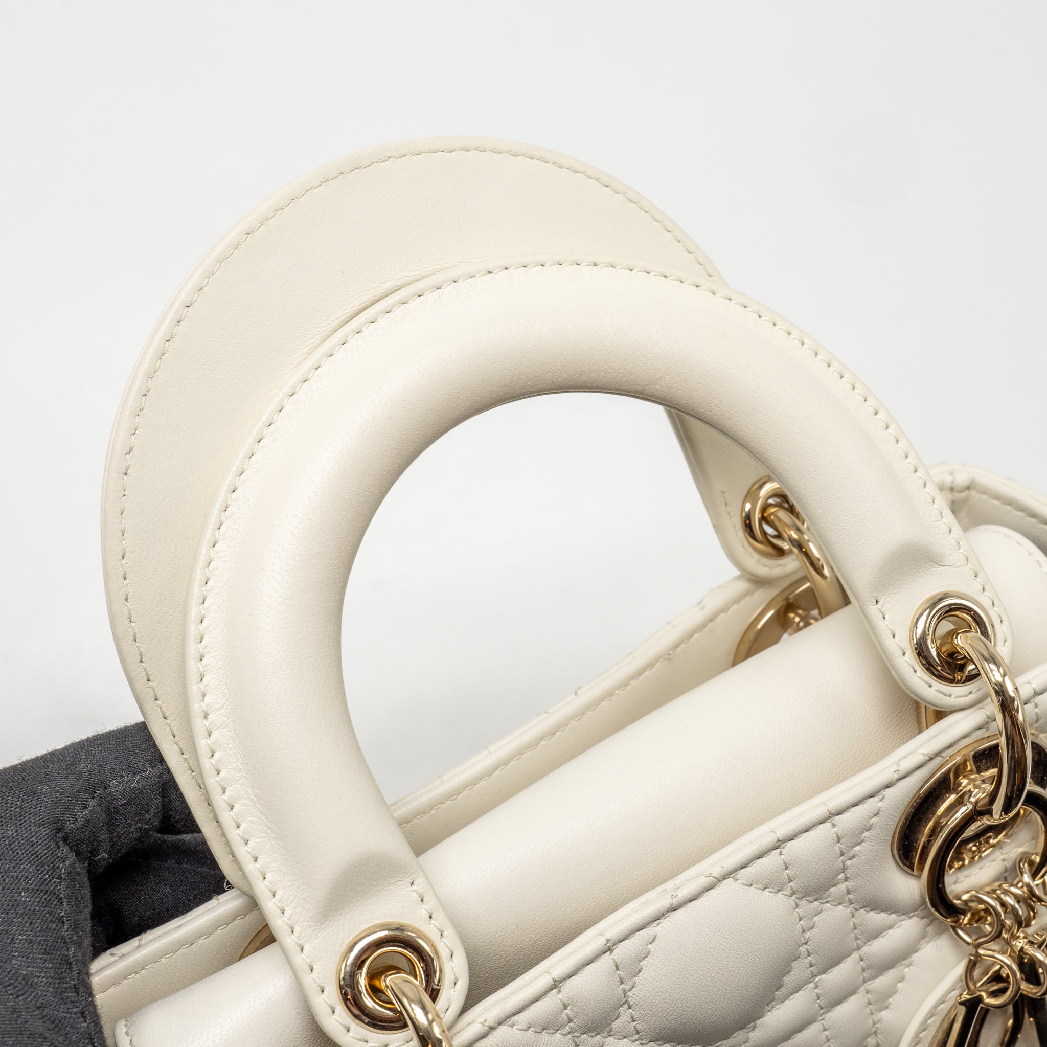 DIOR SMALL LADY DIOR MY ABCDIOR BAG CANNAGE LAMBSKIN WHITE LGHW