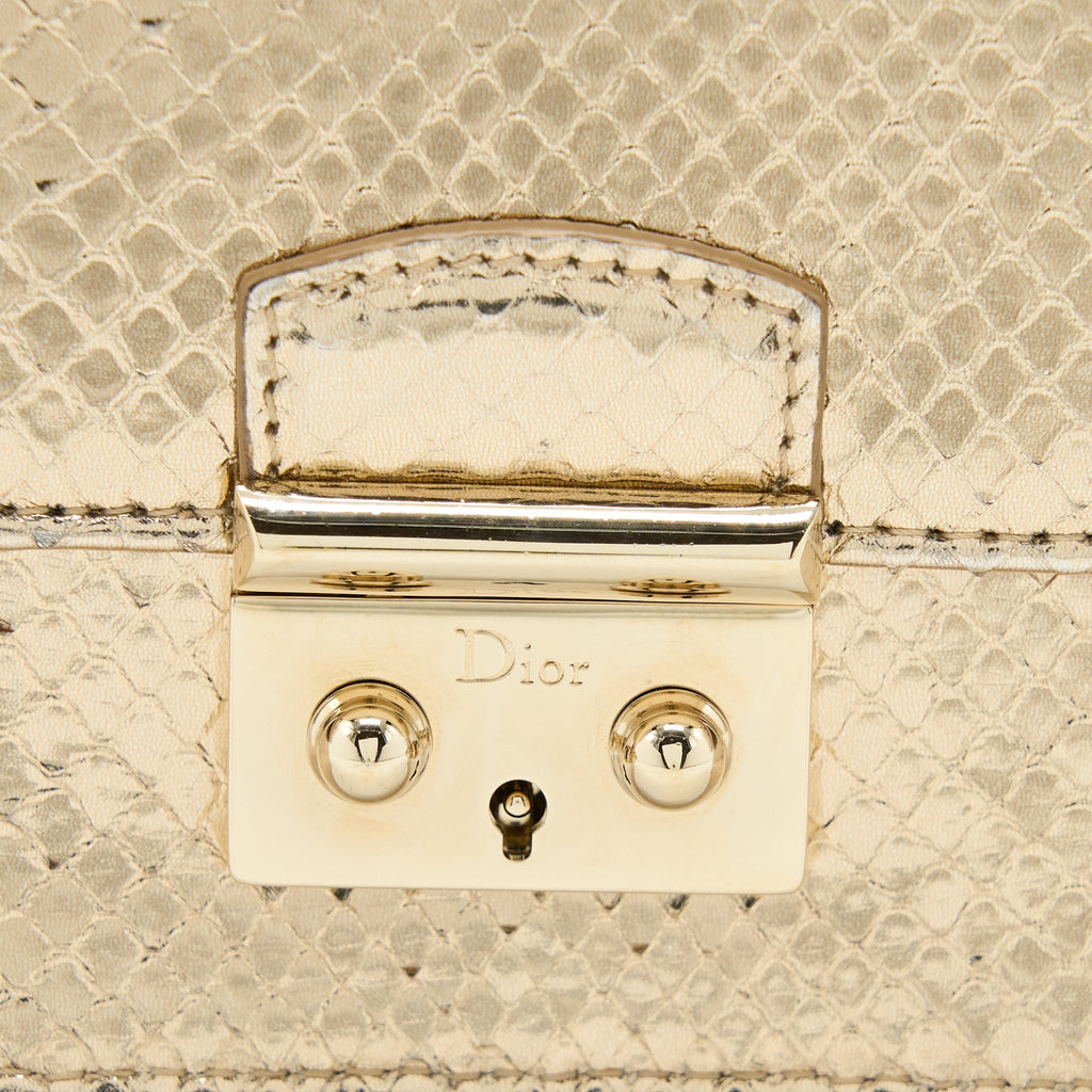DIOR FLAP BAG WITH CHAIN PYTHON GOLD LGHW