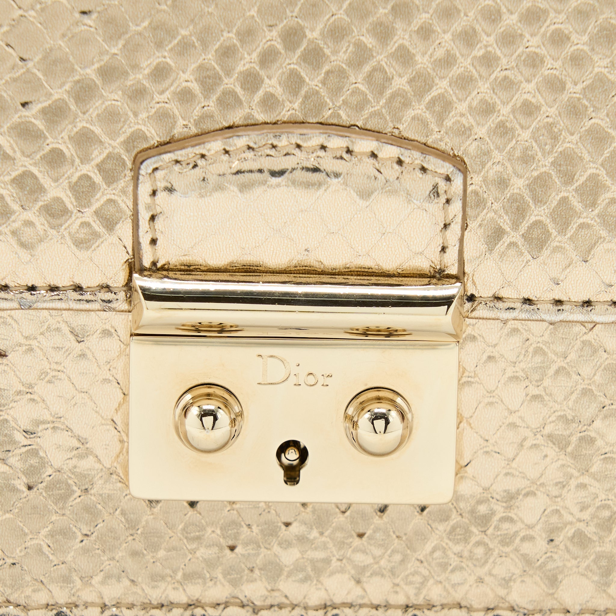 DIOR FLAP BAG WITH CHAIN PYTHON GOLD LGHW