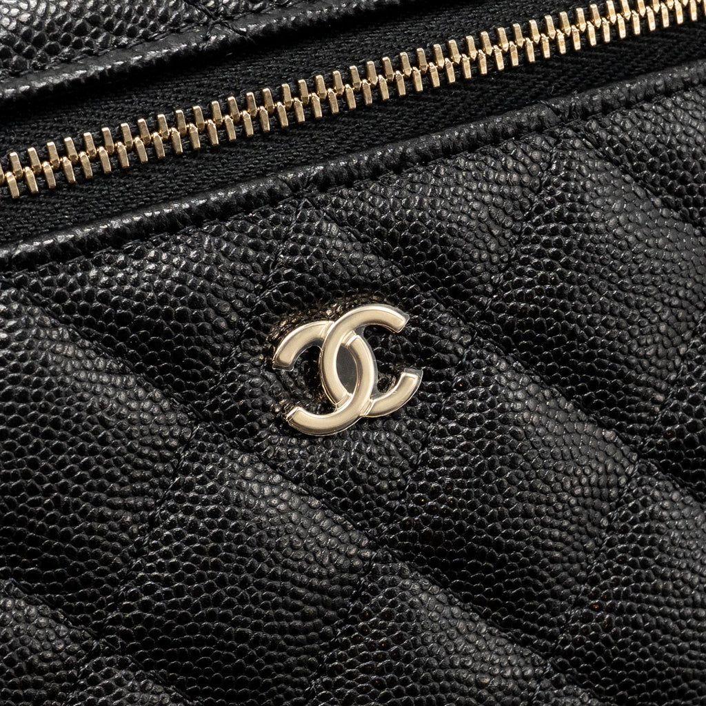CHANEL 25P CC TOP HANDLE VANITY BAG CAVIAR BLACK LGHW(MICROCHIP)