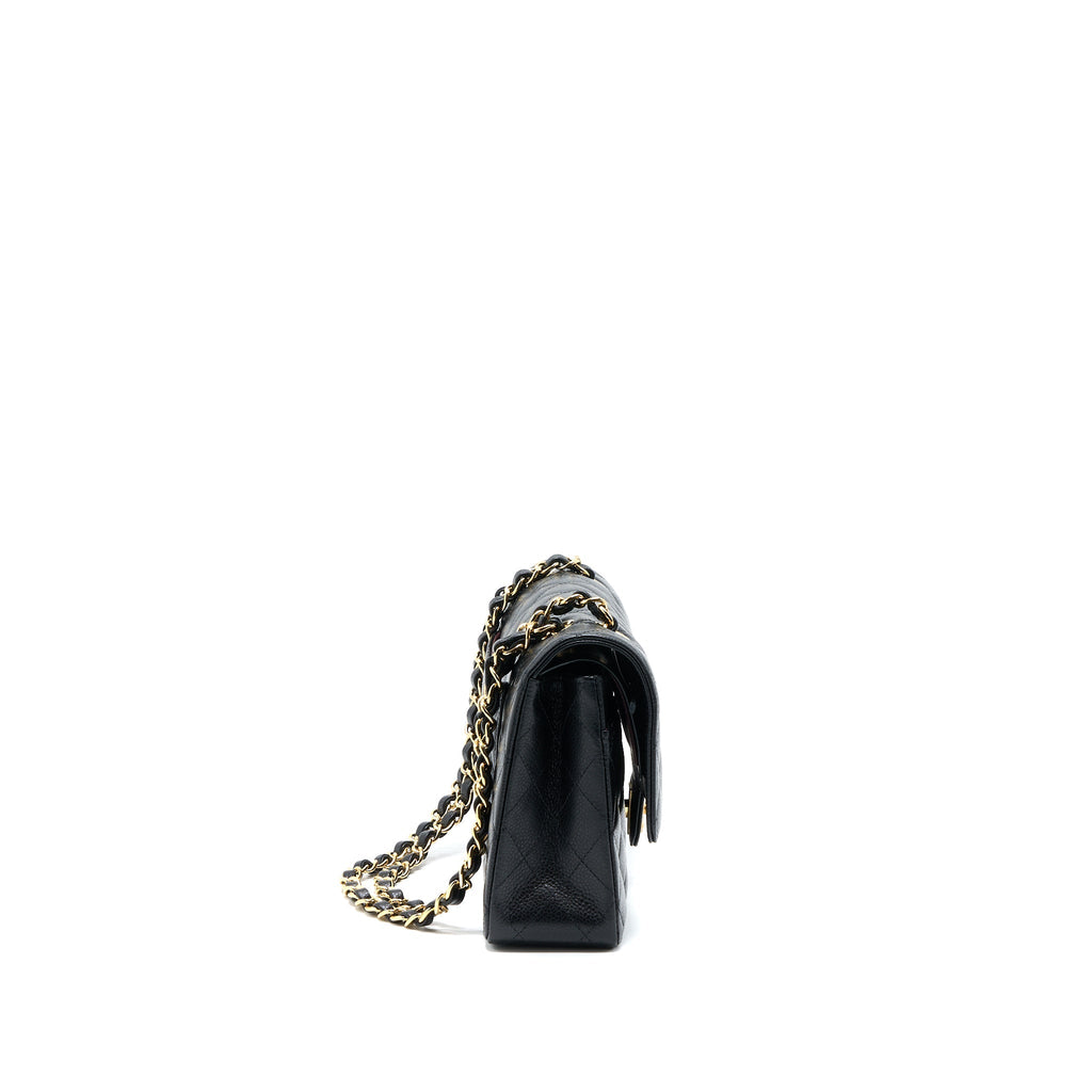 CHANEL MEDIUM CLASSIC DOUBLE FLAP BAG CAVIAR BLACK GHW (MICROCHIP)