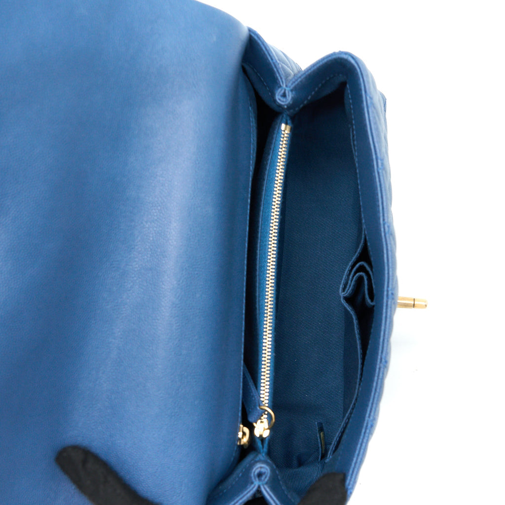CHANEL MEDIUM COCO HANDLE FLAP BAG CAVIAR BLUE GHW