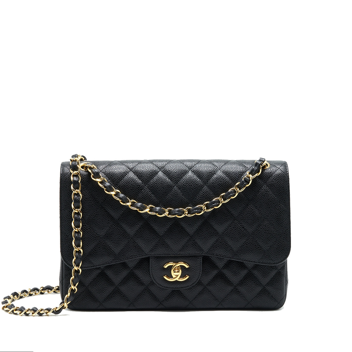 CHANEL CLASSIC JUMBO DOUBLE FLAP BAG BLACK CAVIAR GHW