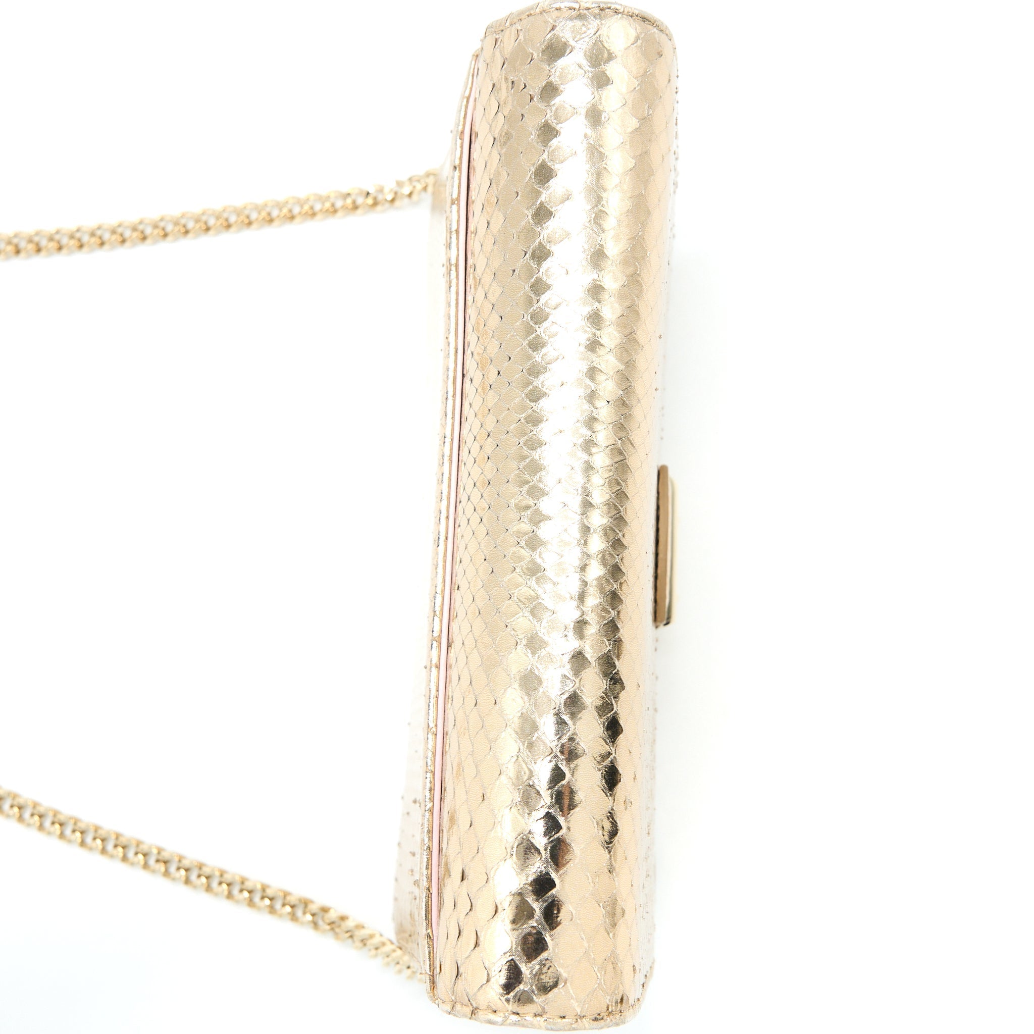 DIOR FLAP BAG WITH CHAIN PYTHON GOLD LGHW