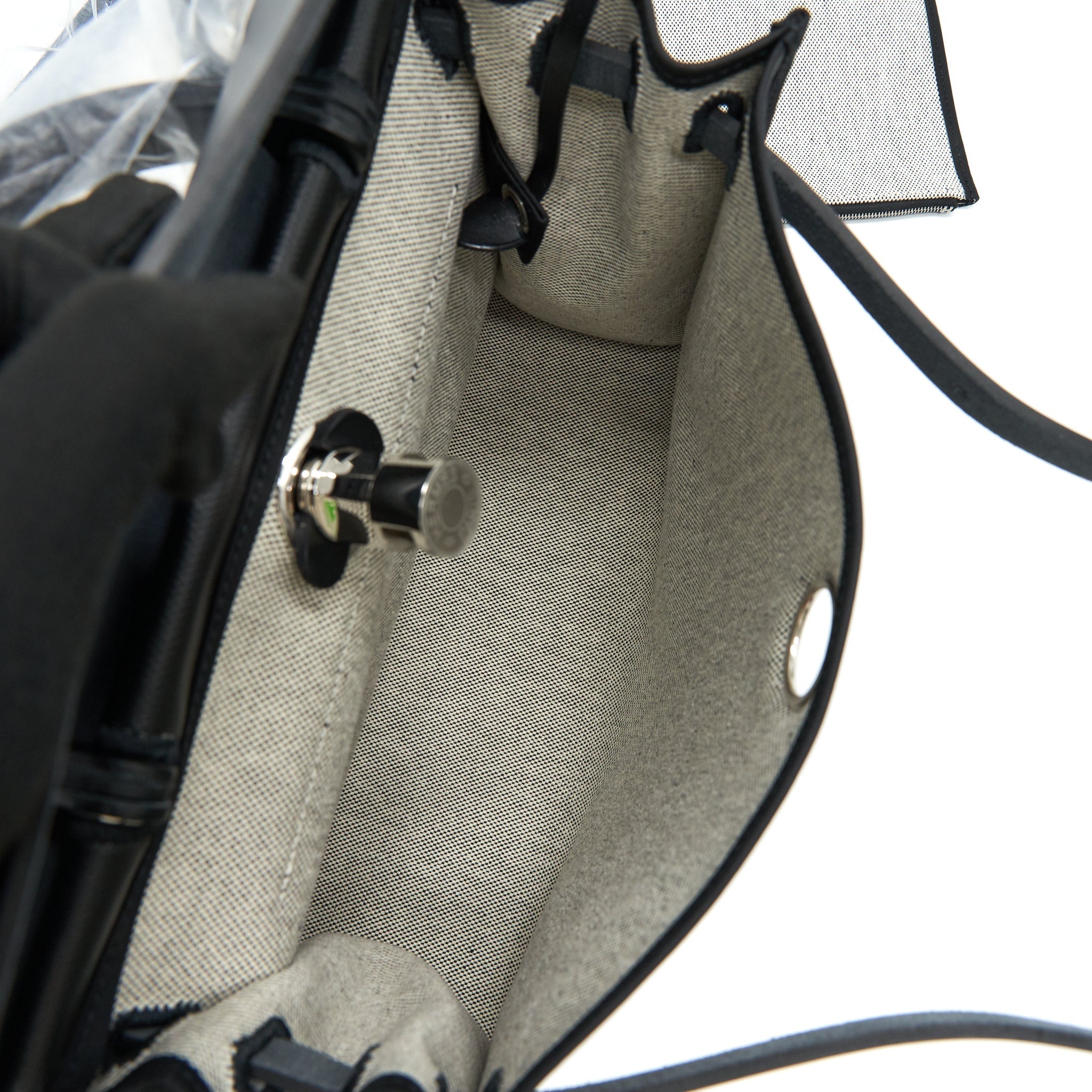 HERMES HERBAG 31 WITH BERLINE CANVAS AND HUNTER IN BLACK