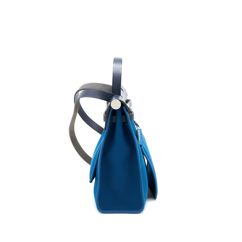 HERMES HERBAG ZIP 31 BAG CANVAS DARK BLUE SHW