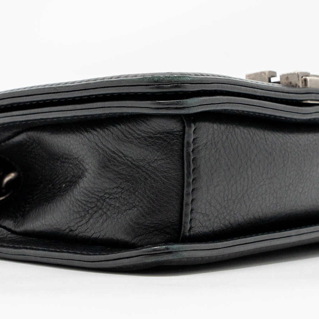 CHANEL SMALL BOY BAG ARABESQUE CALFSKIN BLACK RUTHENIUM SHW