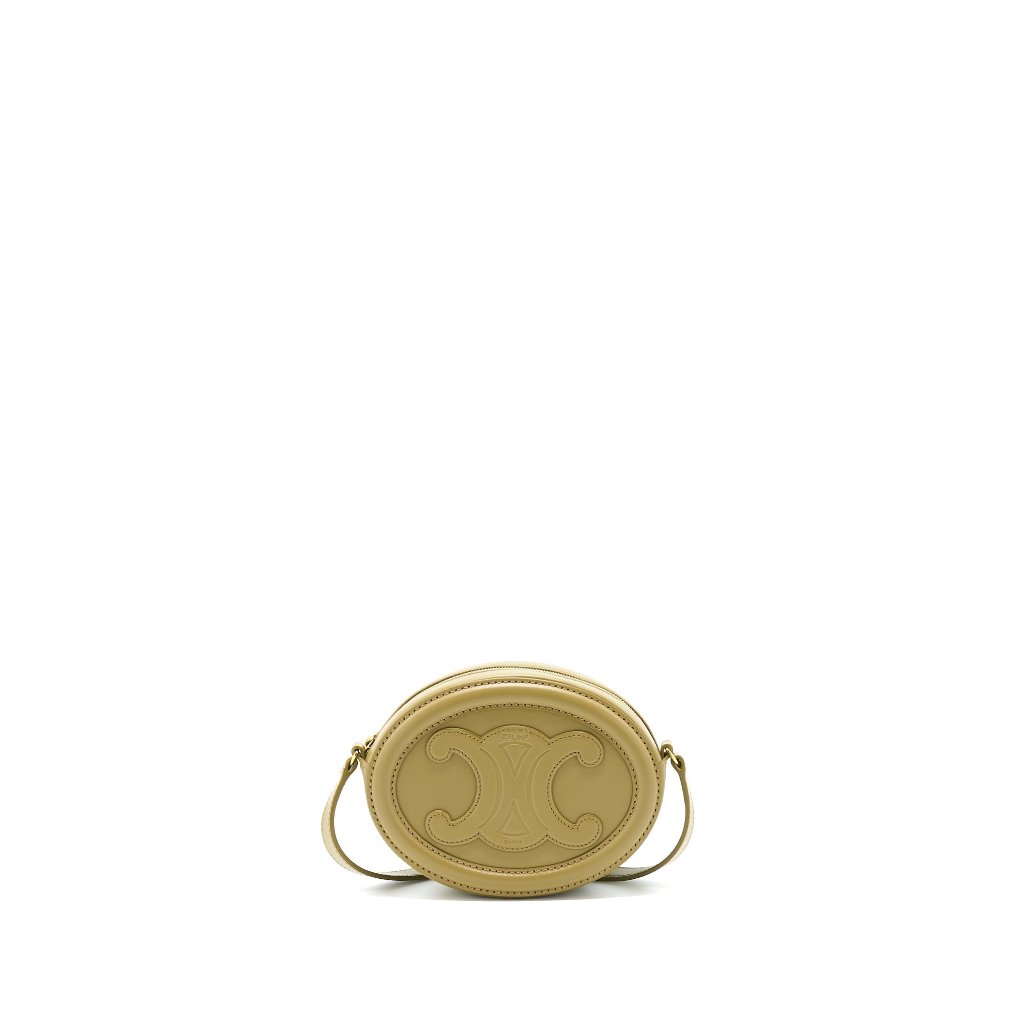 CELINE CROSSBODY OVAL PURSE CALFSKIN OLIVE GHW