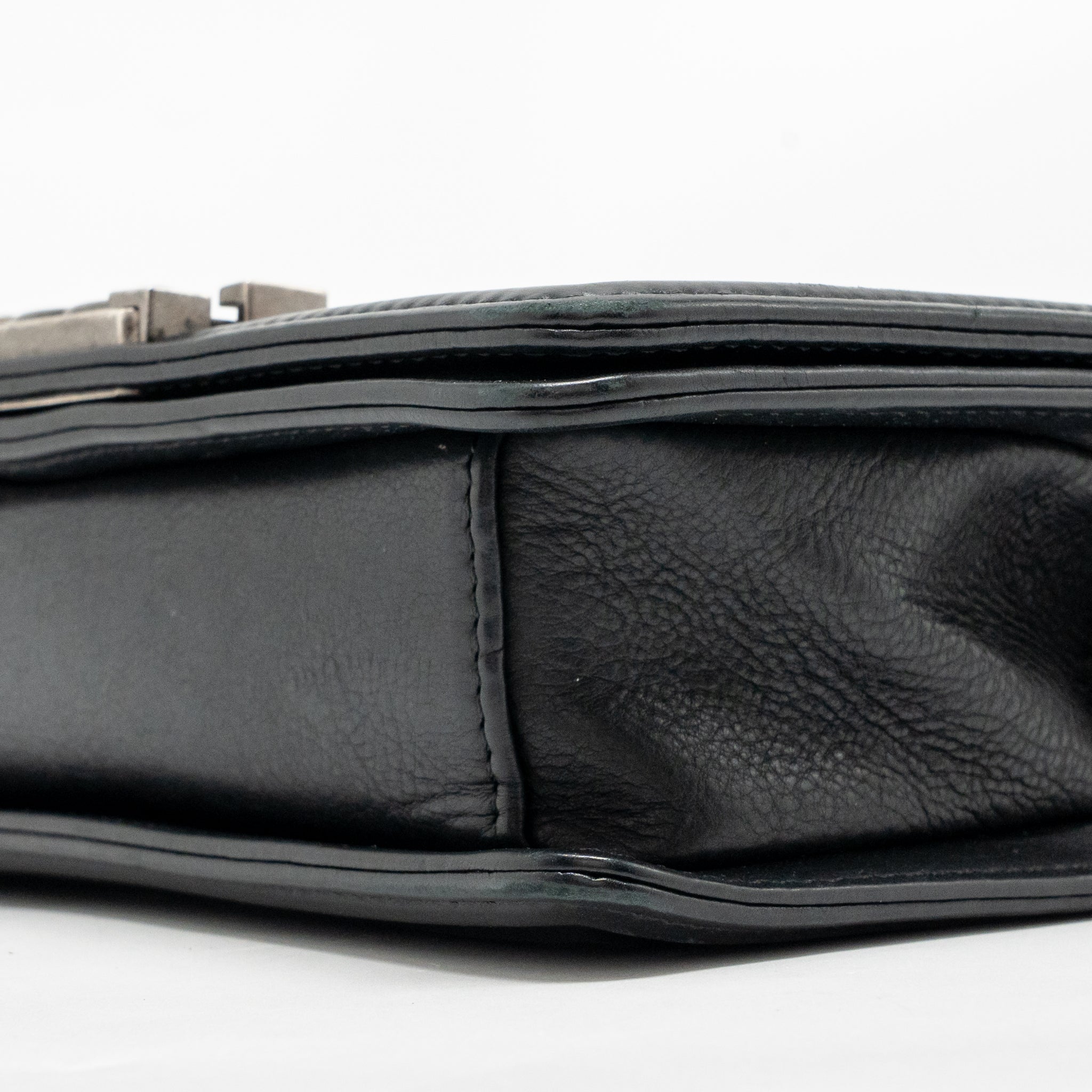 CHANEL SMALL BOY BAG ARABESQUE CALFSKIN BLACK RUTHENIUM SHW