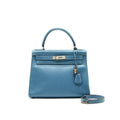 HERMES VINTAGE KELLY 28 BLUE JEAN EPSOM IN SHW