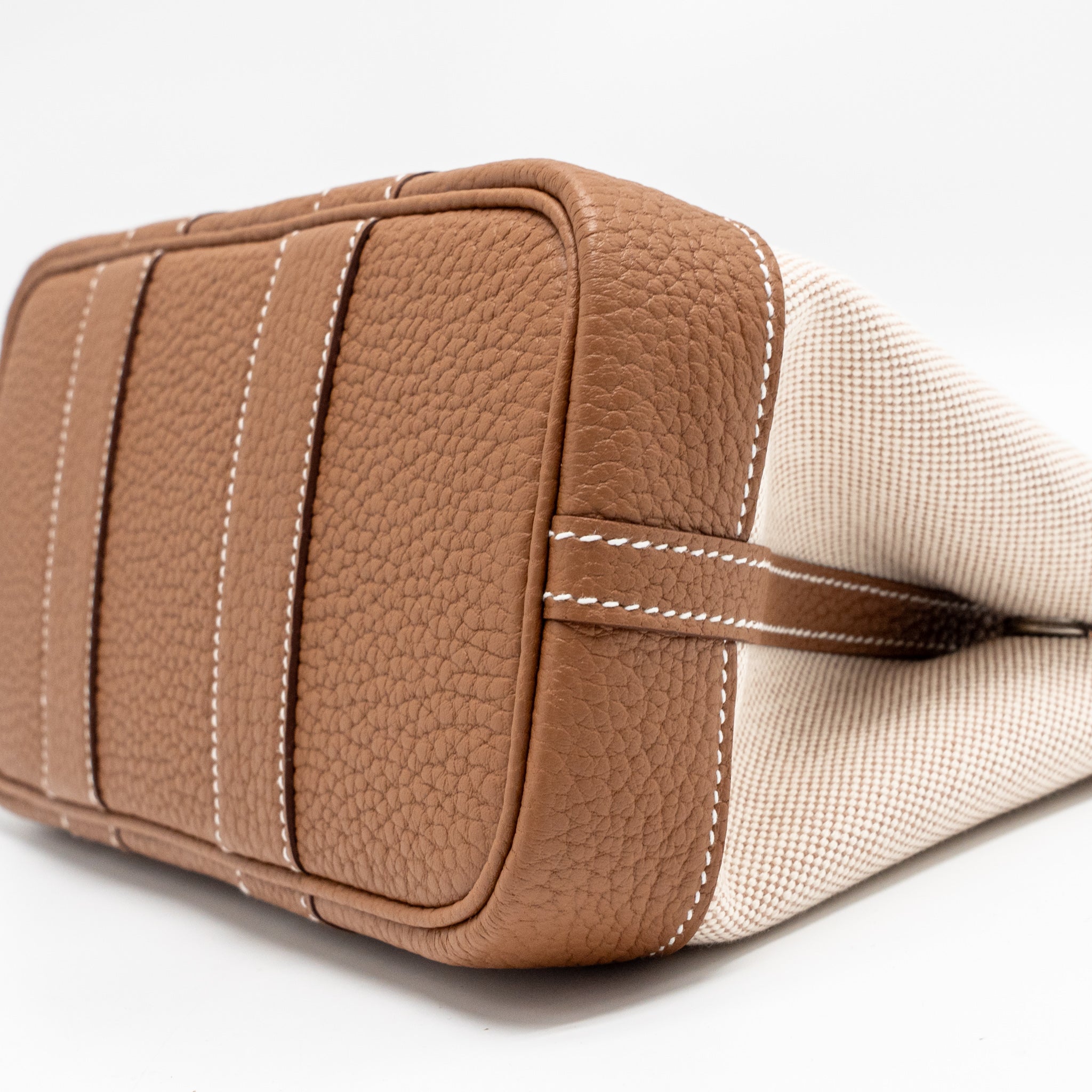 HERMES NEO GARDEN PARTY 23 CANVAS/NEGONDA ECRU-BEIGE/GOLD SHW