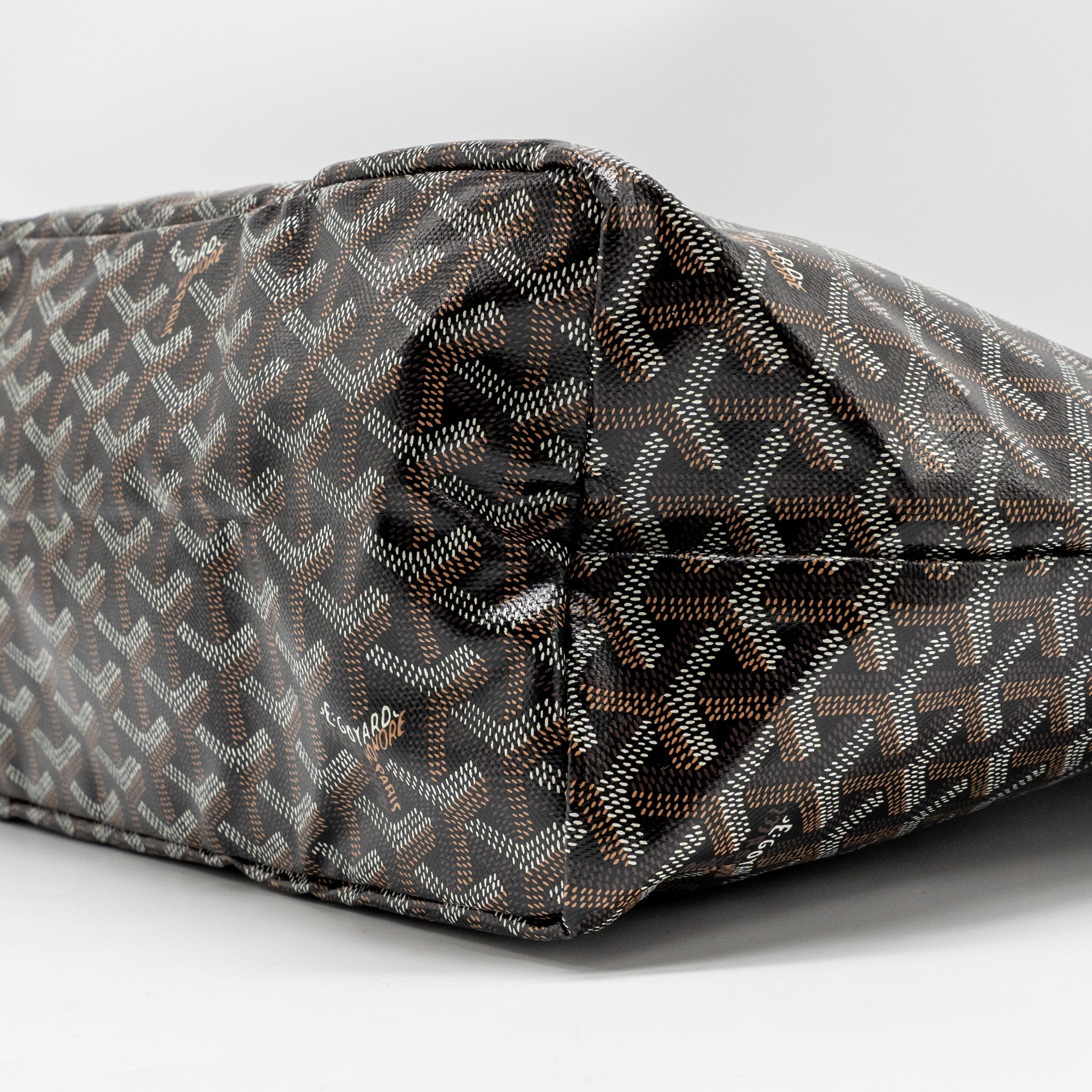 GOYARD SAINT LOUIS PM TOTE BAG GOYARDLINE CANVAS BLACK SHW