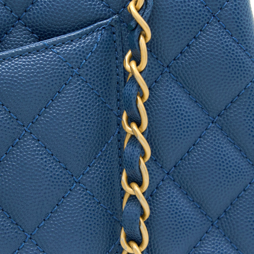 CHANEL MEDIUM COCO HANDLE FLAP BAG CAVIAR BLUE GHW