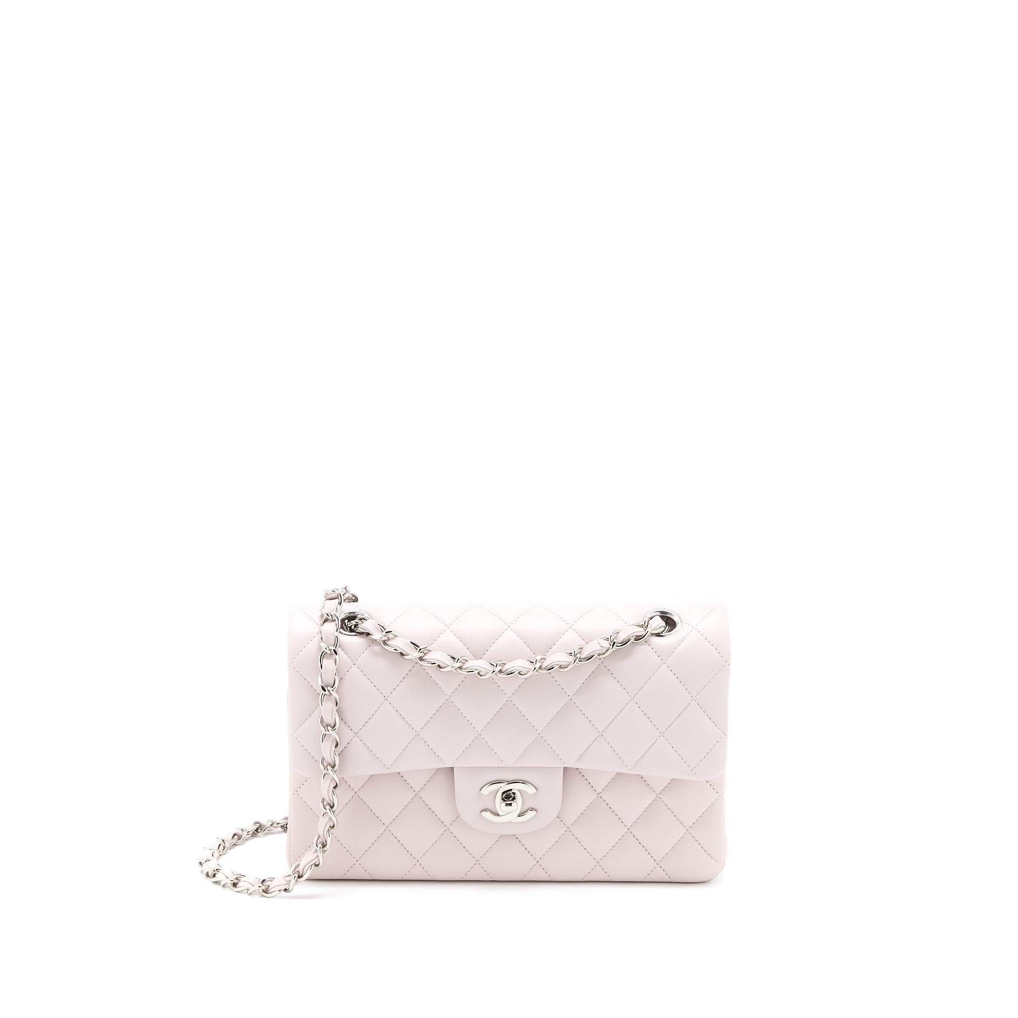 CHANEL SMALL CLASSIC DOUBLE FLAP LAMBSKIN LIGHT PURPLE SHW (MICROCHIP)