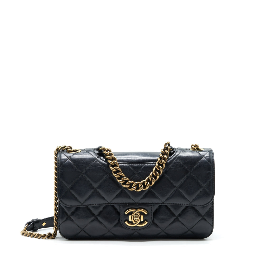 CHANEL PERFECT EDGE FLAP BAG WITH CALFSKIN RUTHENIUM GHW
