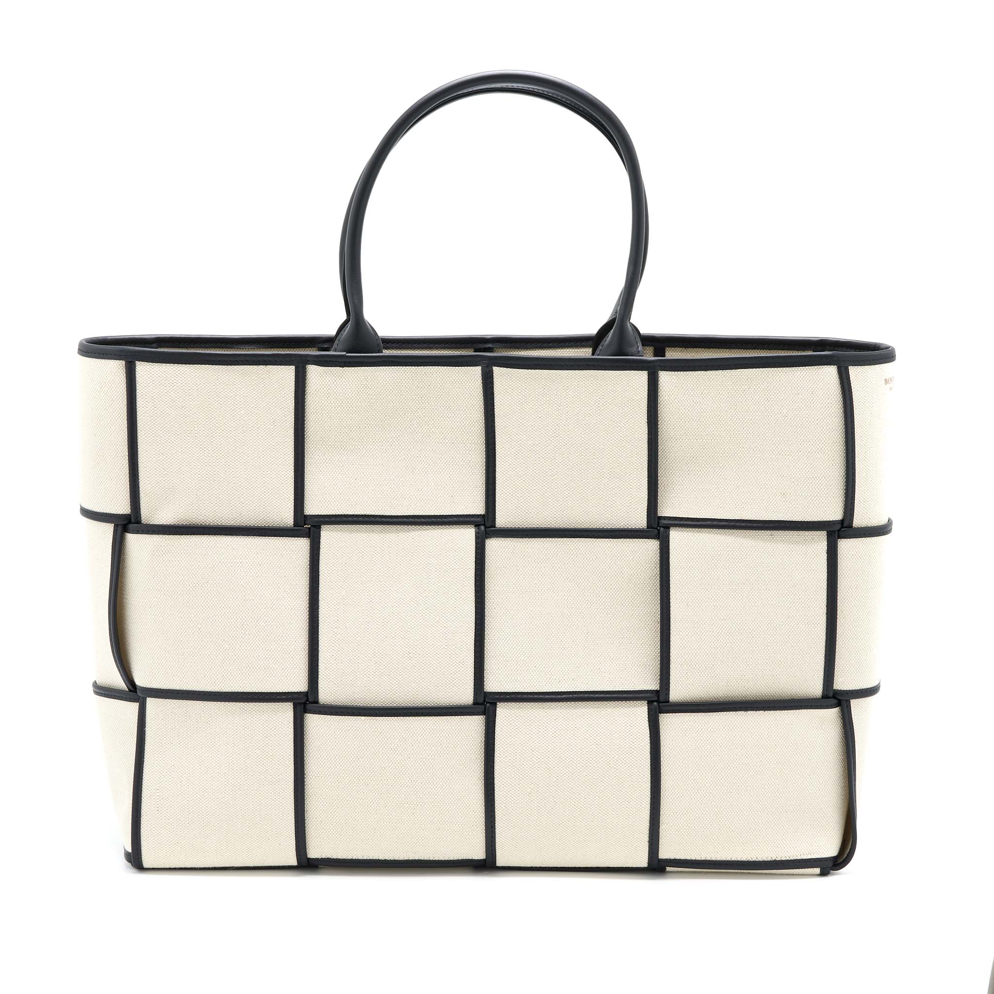 BOTTEGA VENETA LARGE ARCO TOTE CANVAS NATURAL / BLACK