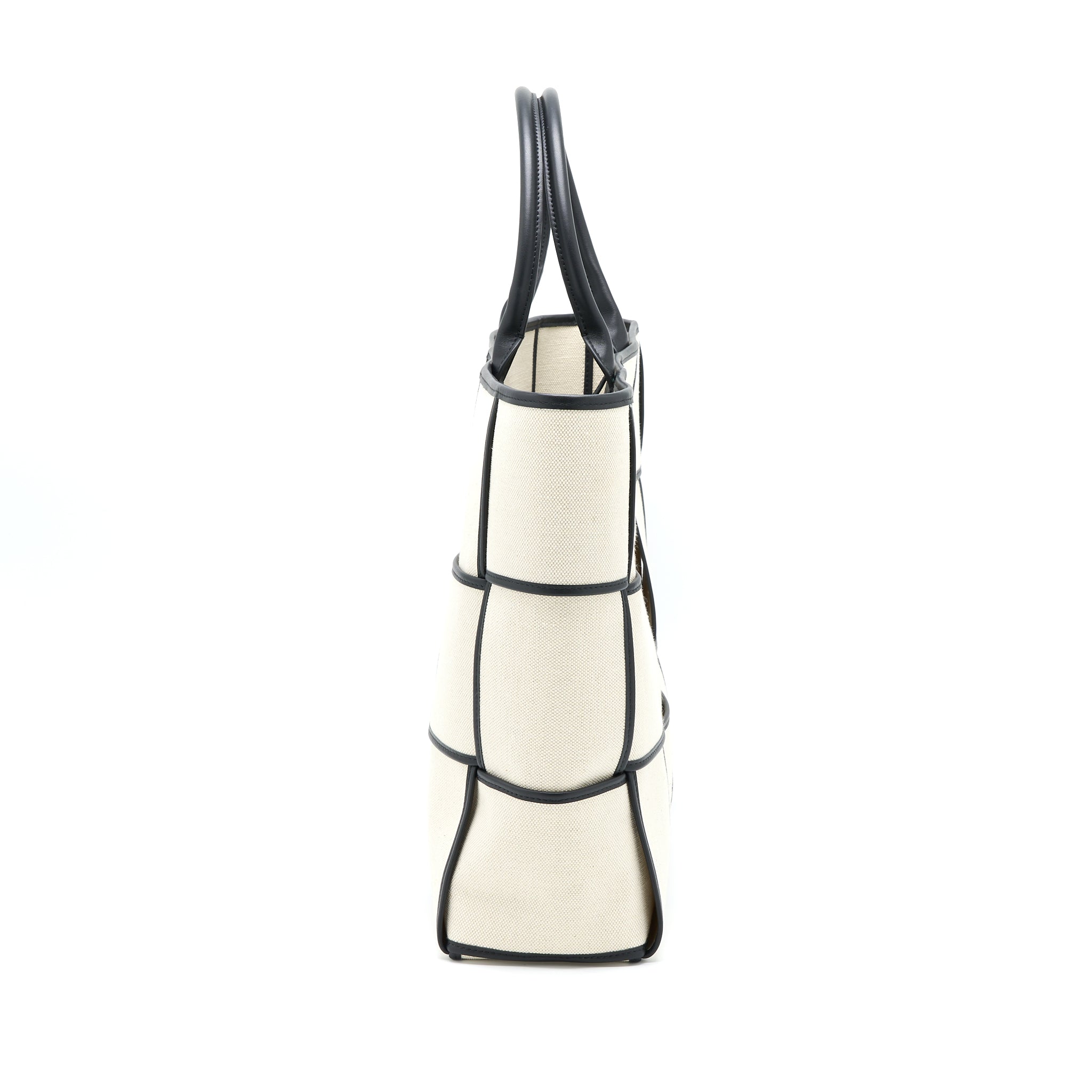 BOTTEGA VENETA LARGE ARCO TOTE CANVAS NATURAL / BLACK