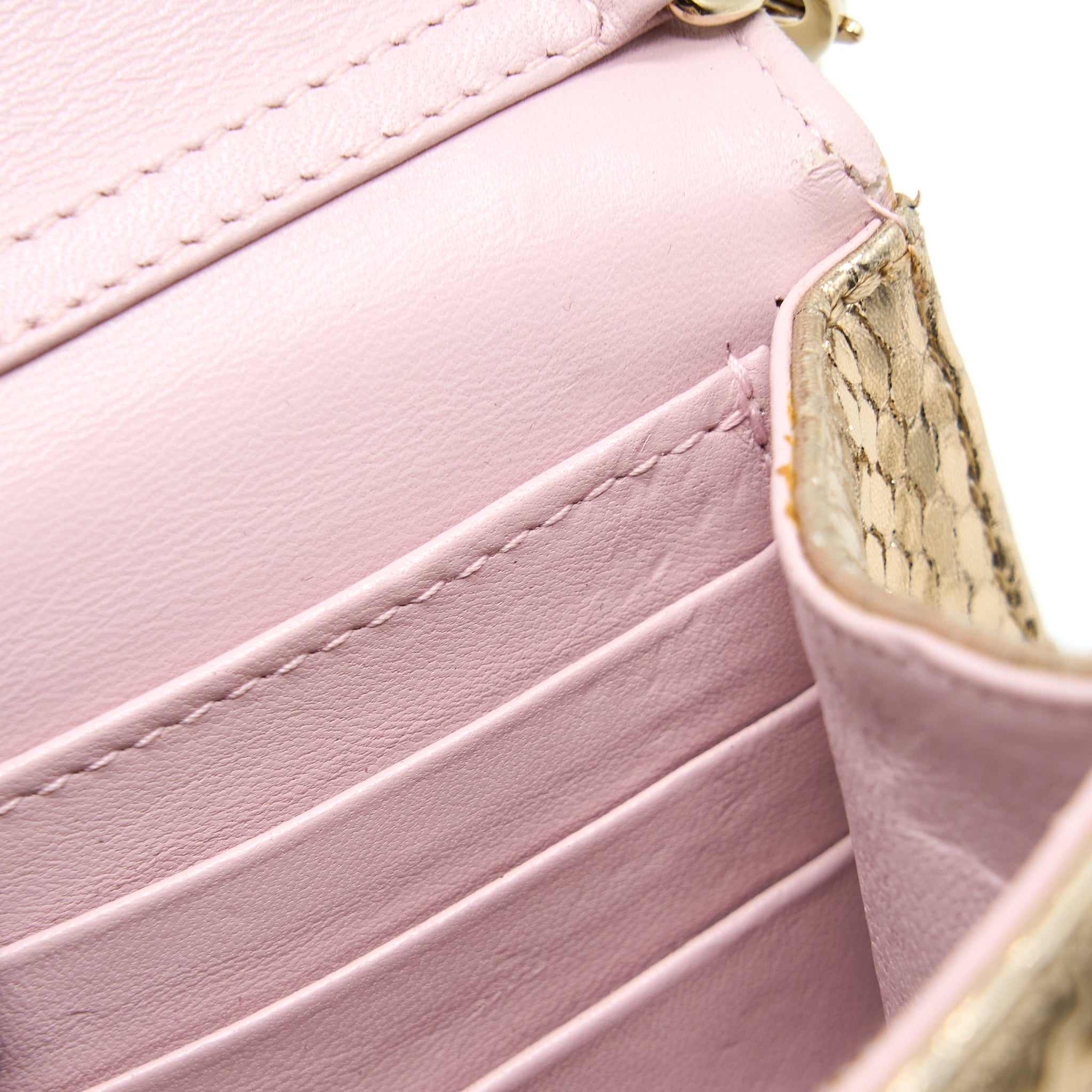 DIOR FLAP BAG WITH CHAIN PYTHON GOLD LGHW