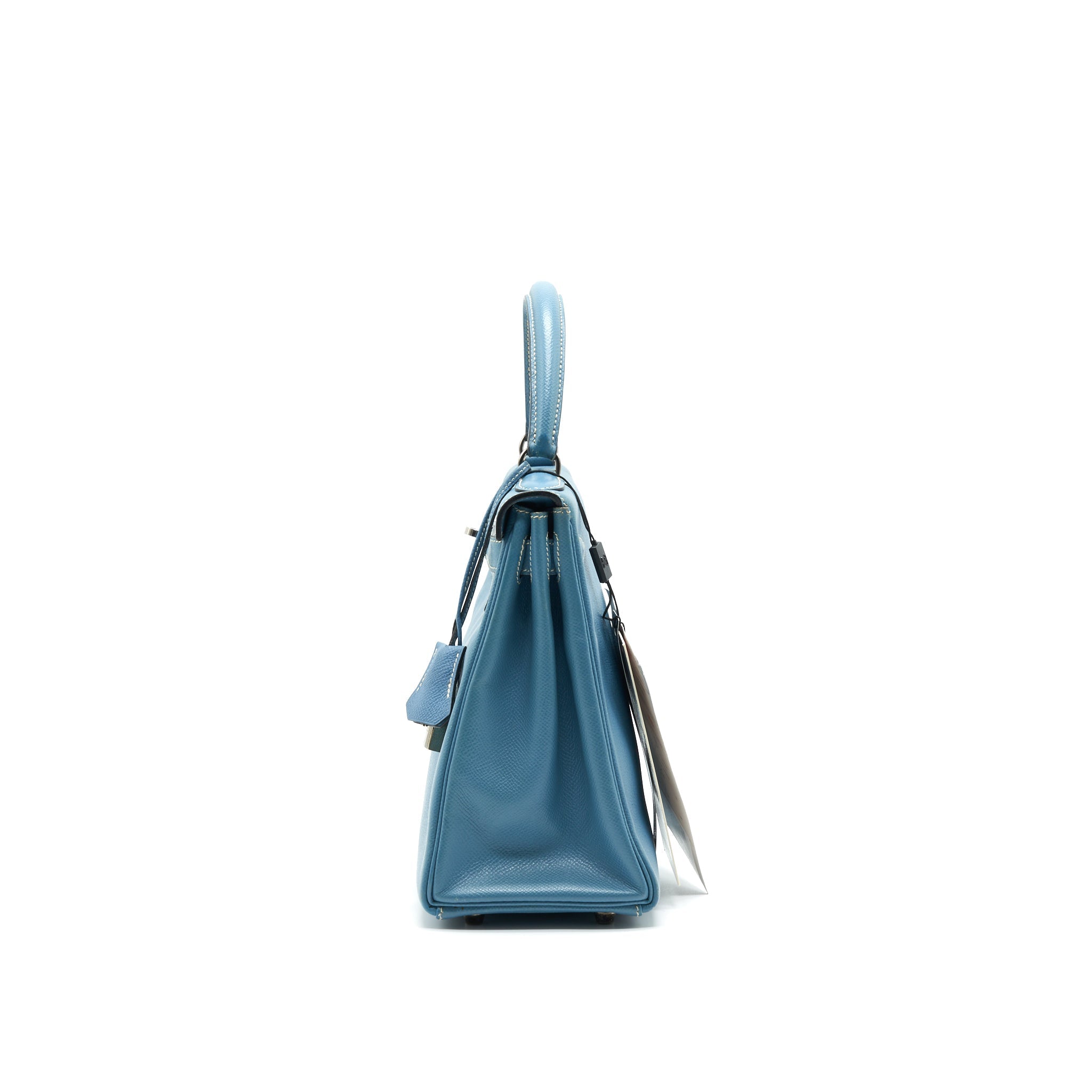 HERMES VINTAGE KELLY 28 BLUE JEAN EPSOM IN SHW