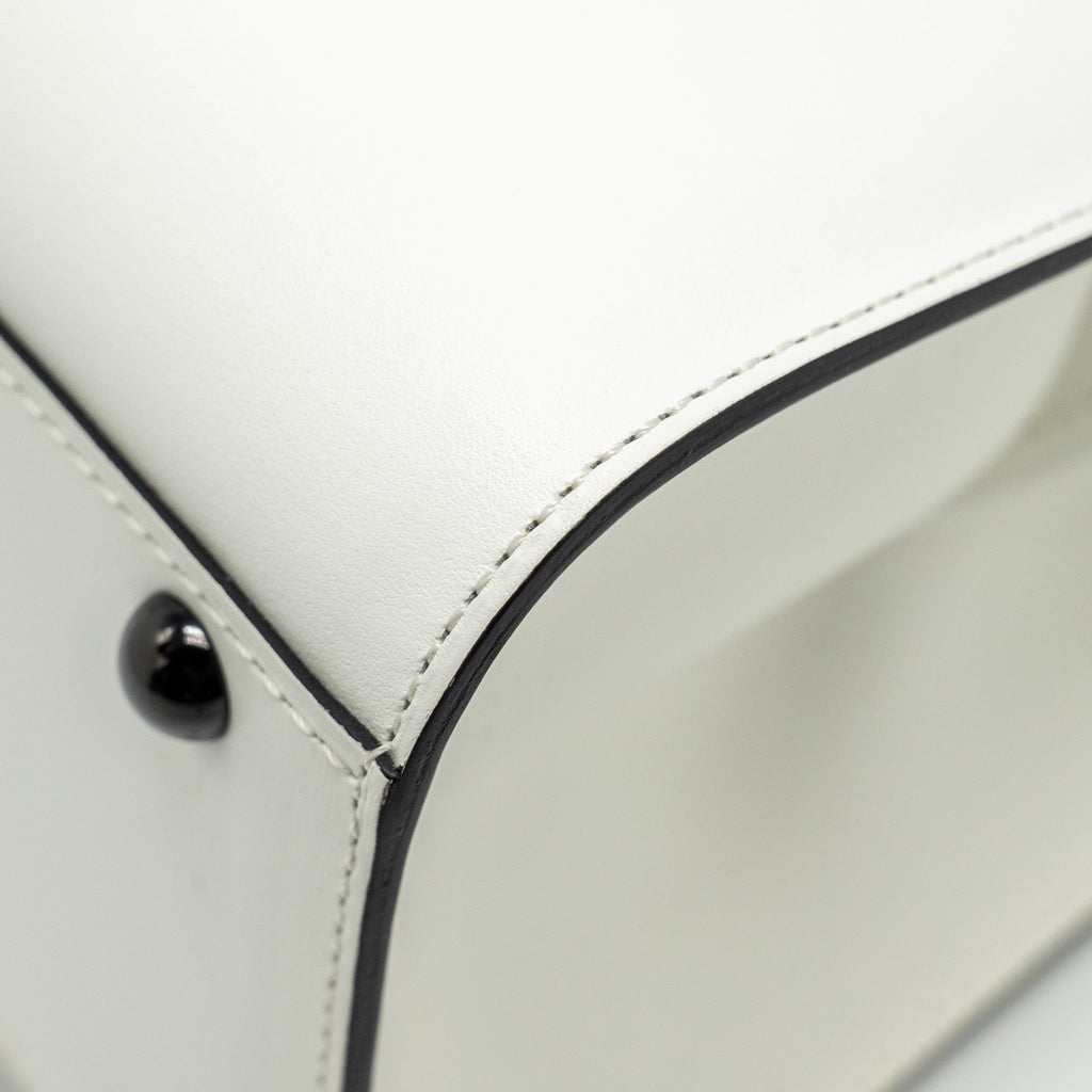 DELVAUX MINI BRILLIANT BAG CALFSKIN/GALUCHAT WHITE/BLACK WITH BLACK HARDWARE