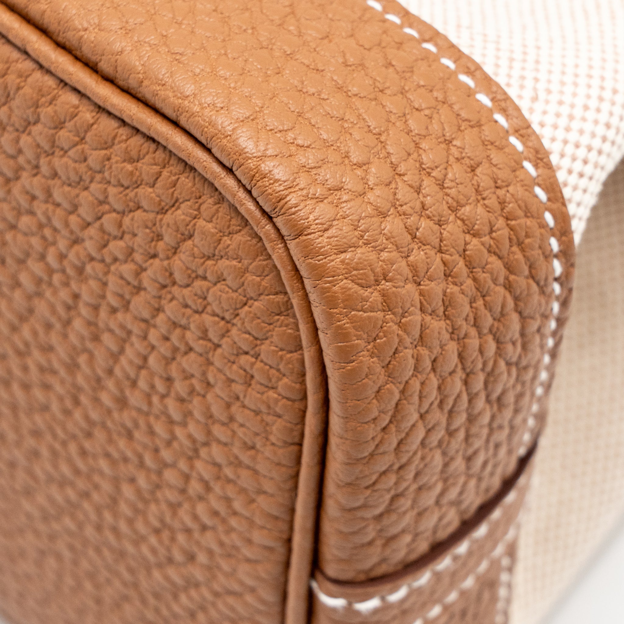 HERMES NEO GARDEN PARTY 23 CANVAS/NEGONDA ECRU-BEIGE/GOLD SHW