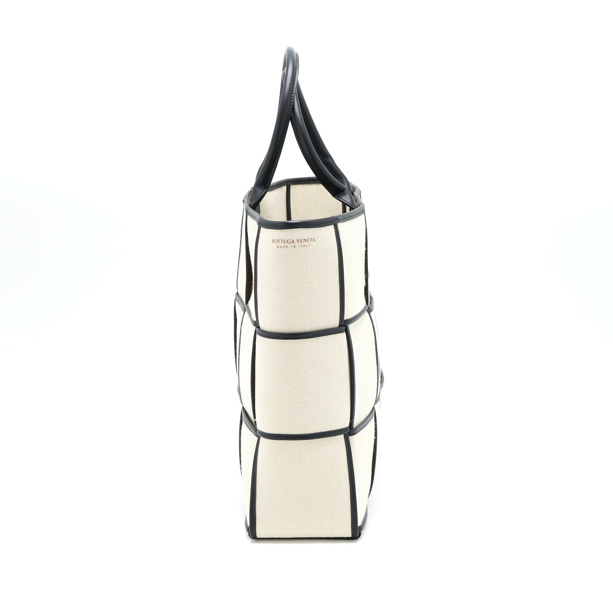 BOTTEGA VENETA LARGE ARCO TOTE CANVAS NATURAL / BLACK