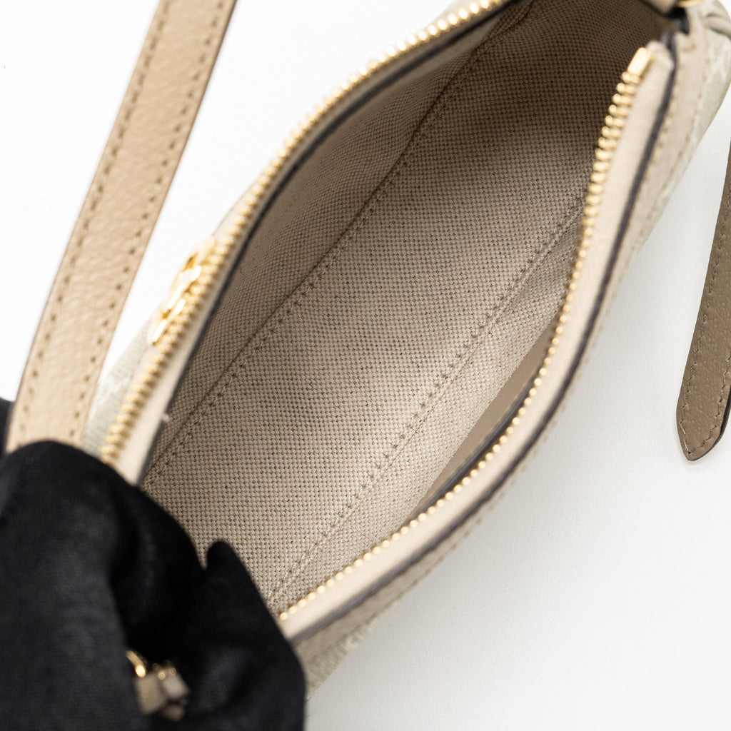 GUCCI OPHIDIA SMALL HANDBAG GG SUPREME CANVAS BEIGE/WHITE GHW