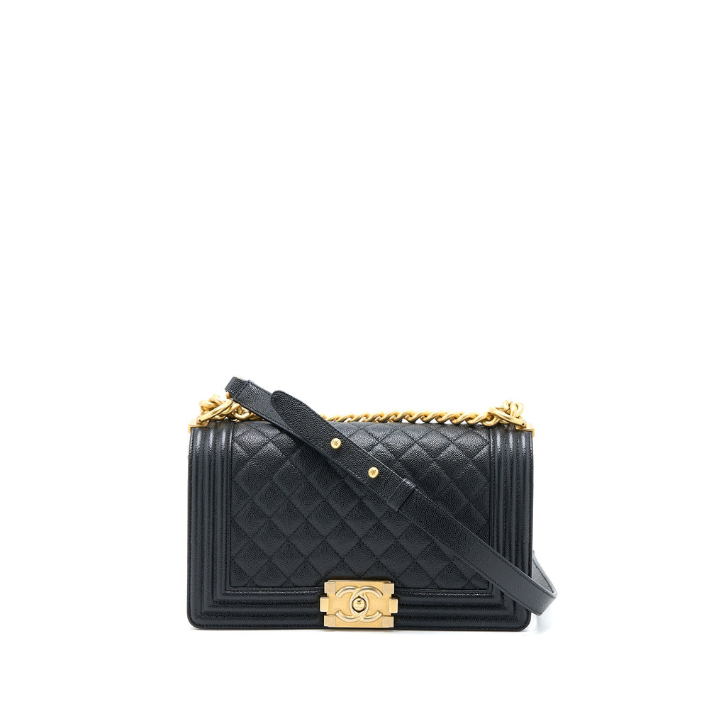 CHANEL MEDIUM BOY BAG CAVIAR BLACK GHW