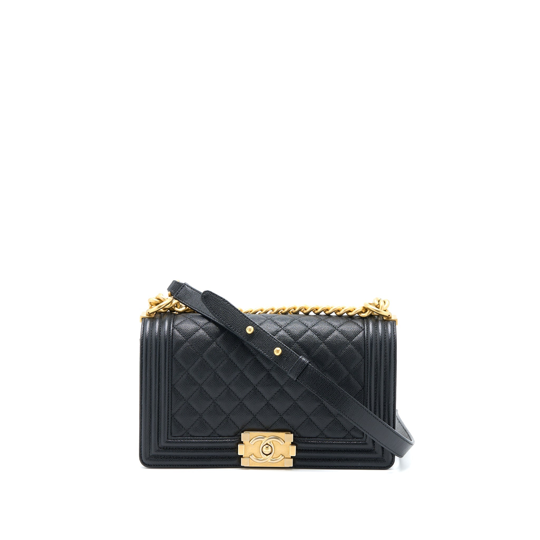 CHANEL MEDIUM BOY BAG CAVIAR BLACK GHW