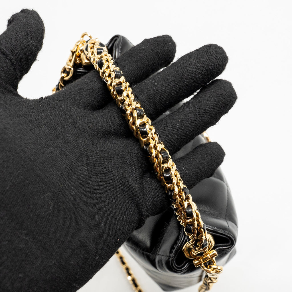 CHANEL 24B TWIST CHAIN TOP HANDLE HOBO LUNCH BOX BAG LAMBSKIN BLACK GHW (MICROCHIP)