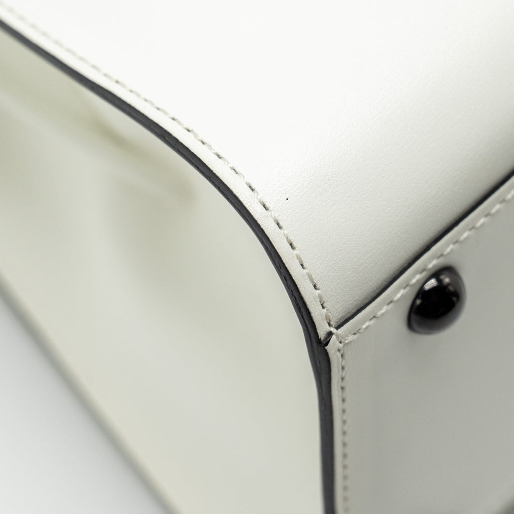 DELVAUX MINI BRILLIANT BAG CALFSKIN/GALUCHAT WHITE/BLACK WITH BLACK HARDWARE