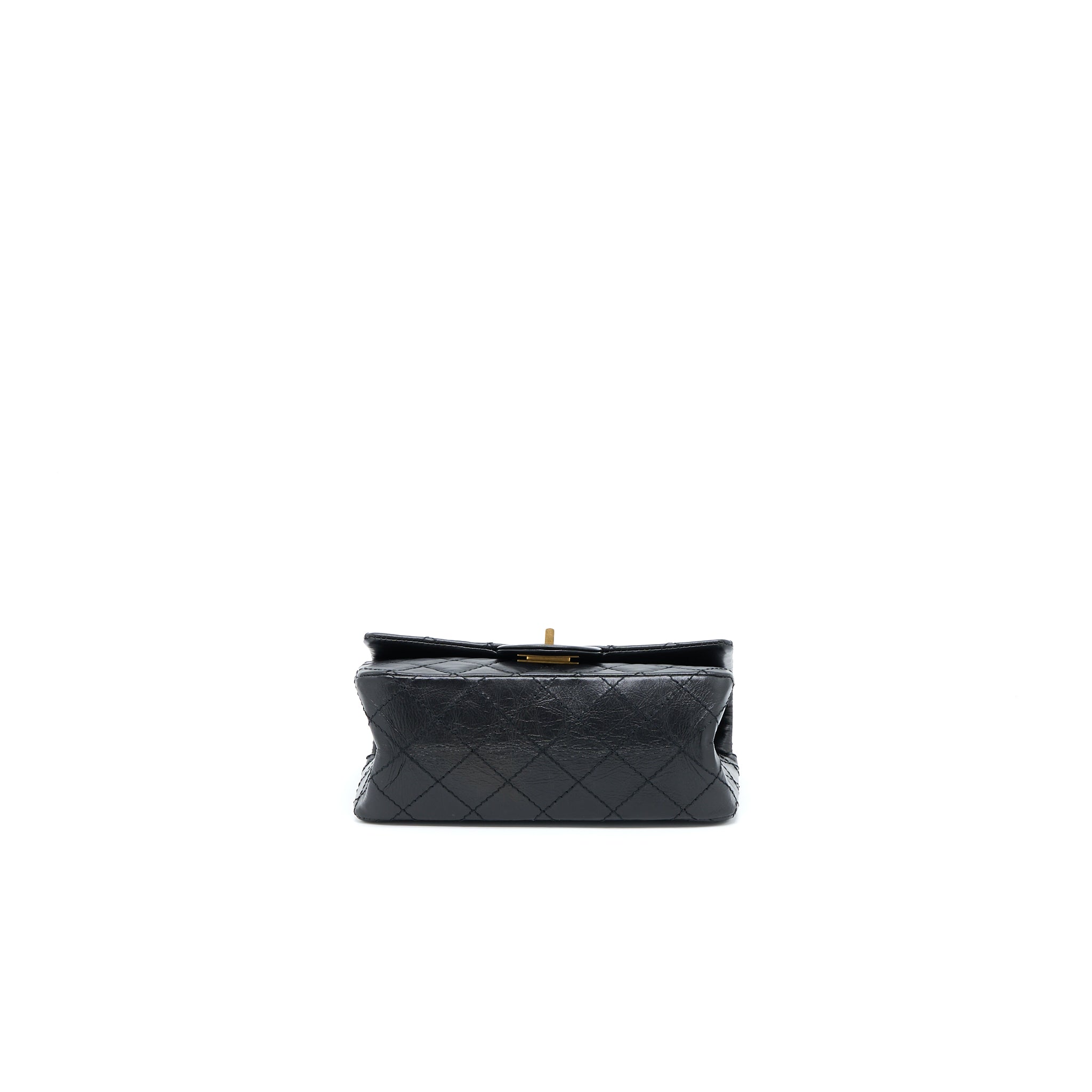 CHANEL MINI 2.55 REISSUE FLAP BAG AGED CALFSKIN BLACK BRUSHED GHW (MICROCHIP)