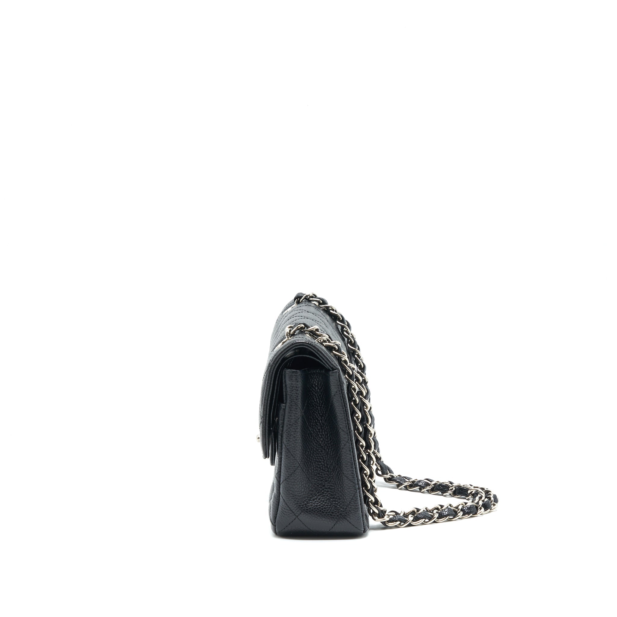 CHANEL SMALL CLASSIC DOUBLE FLAP BAG BLACK CAVIAR SHW