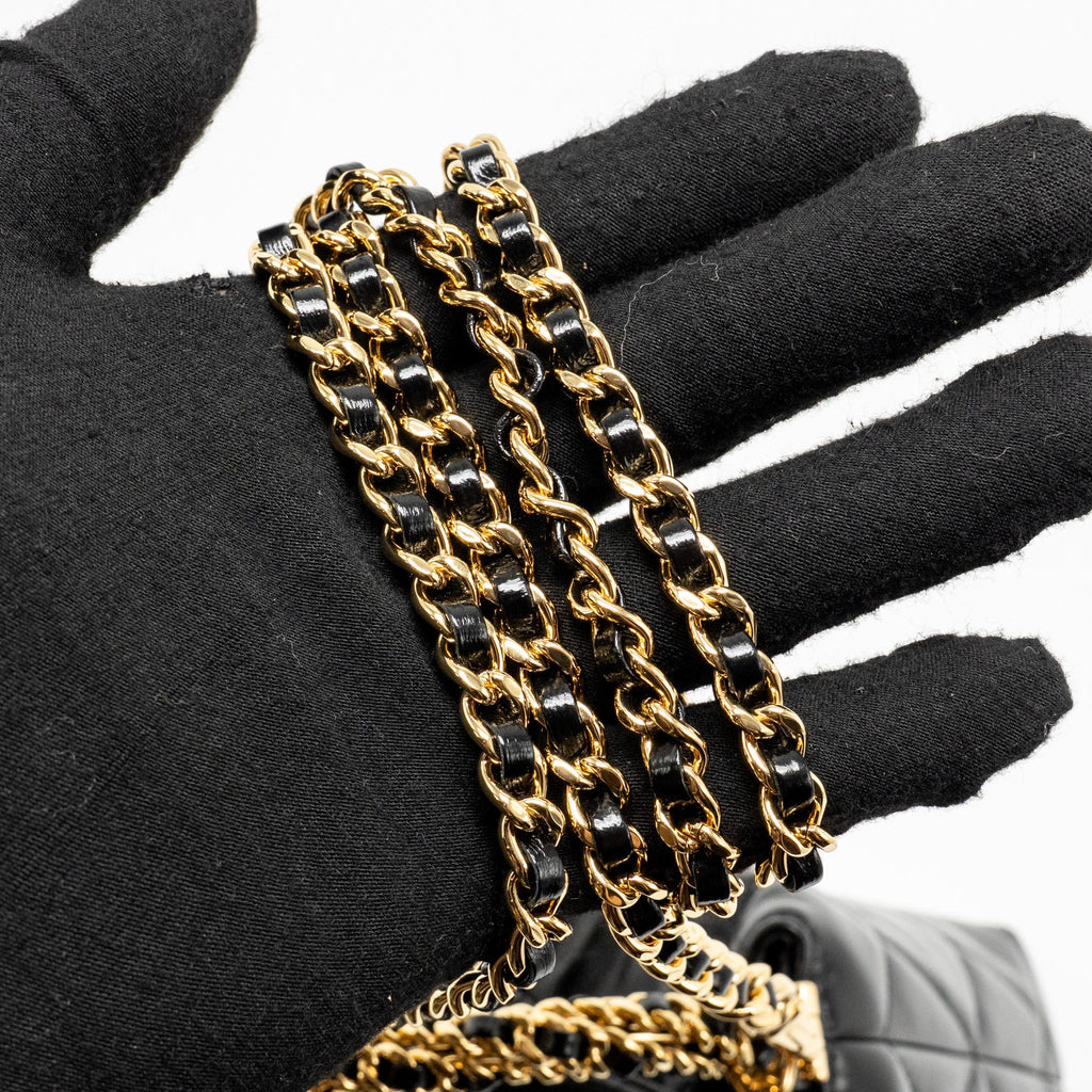CHANEL 24B TWIST CHAIN TOP HANDLE HOBO LUNCH BOX BAG LAMBSKIN BLACK GHW (MICROCHIP)