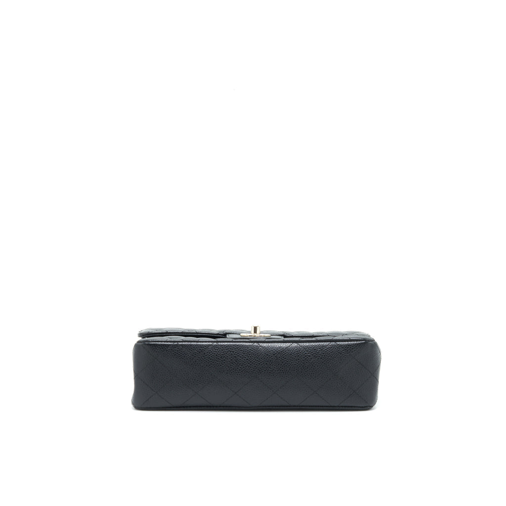 CHANEL SMALL CLASSIC DOUBLE FLAP BAG BLACK CAVIAR SHW