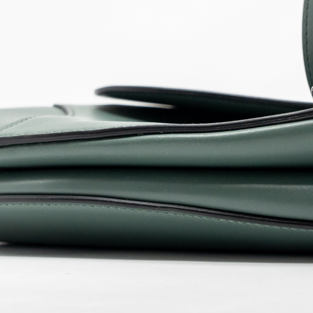 DIOR MEDIUM SADDLE BAG CALFSKIN DARK GREEN GHW